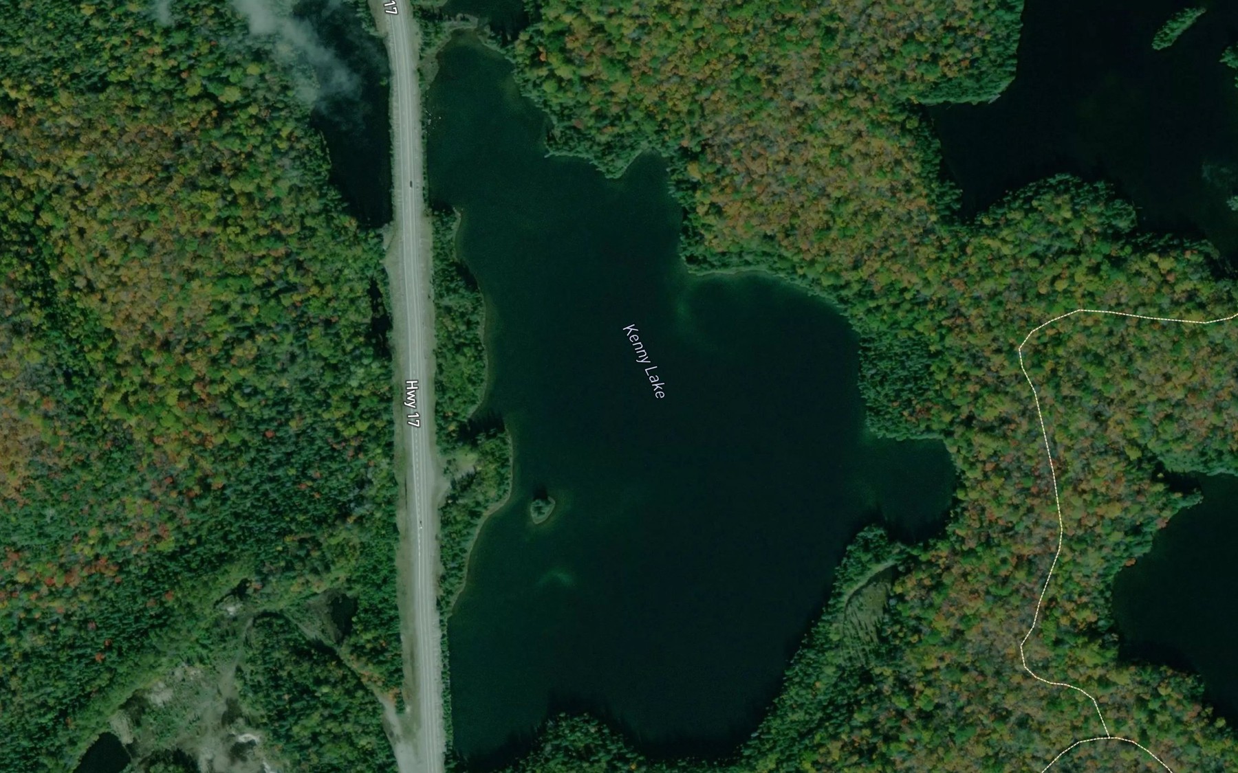 Satellite map of the Kenny Lake