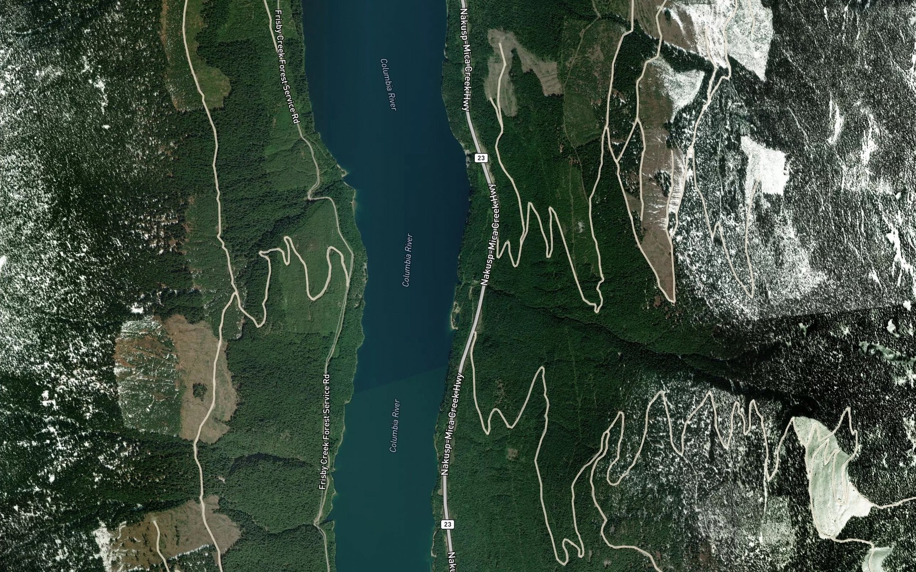 Satellite map of the Sale Creek