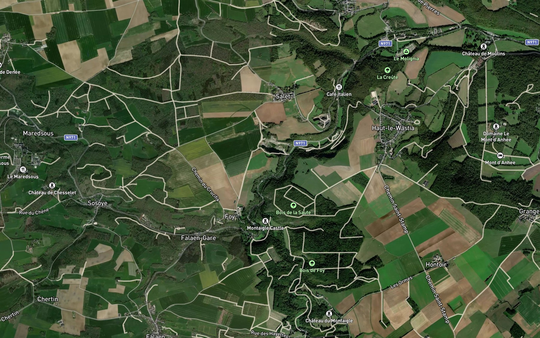 Satellite map of the Ruisseau de Flavion