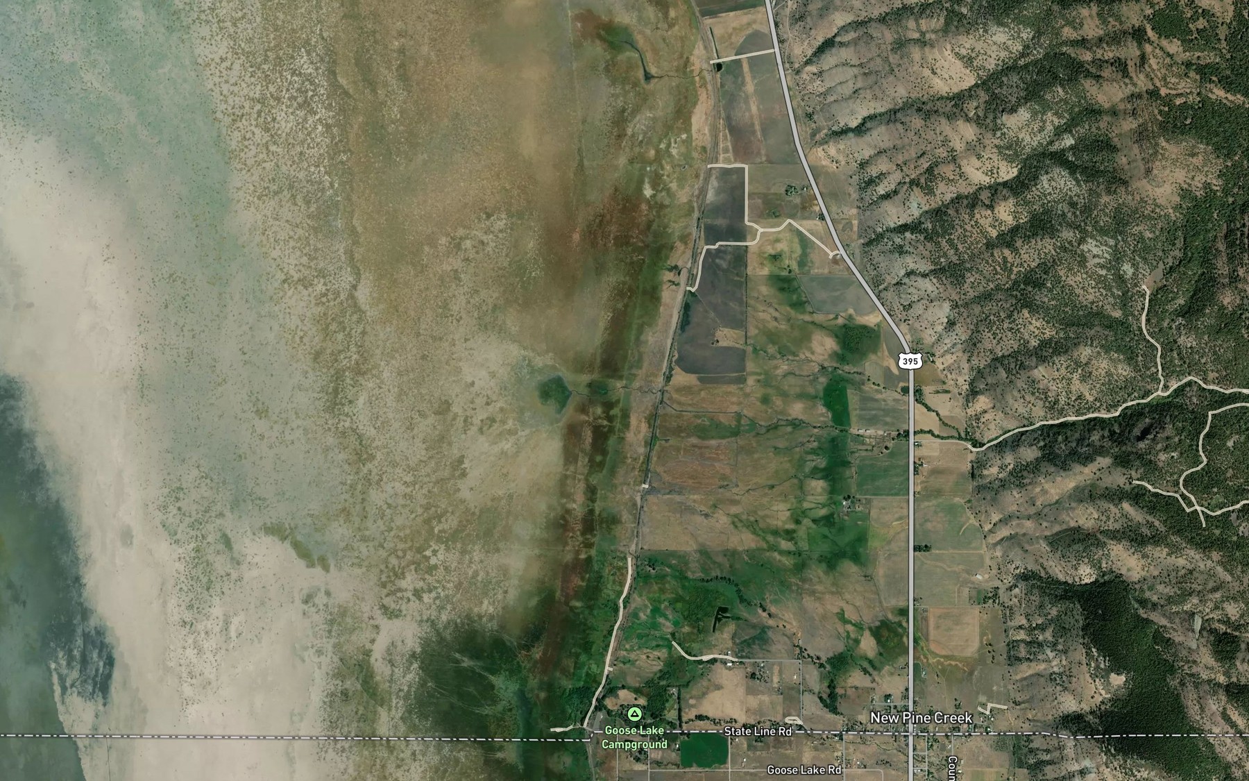 Satellite map of the Kelley Creek