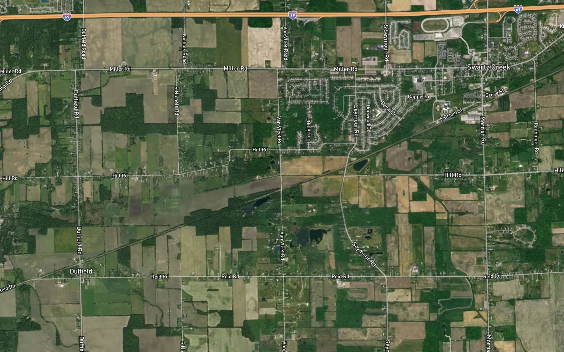 Satellite map of the Crapo Drain