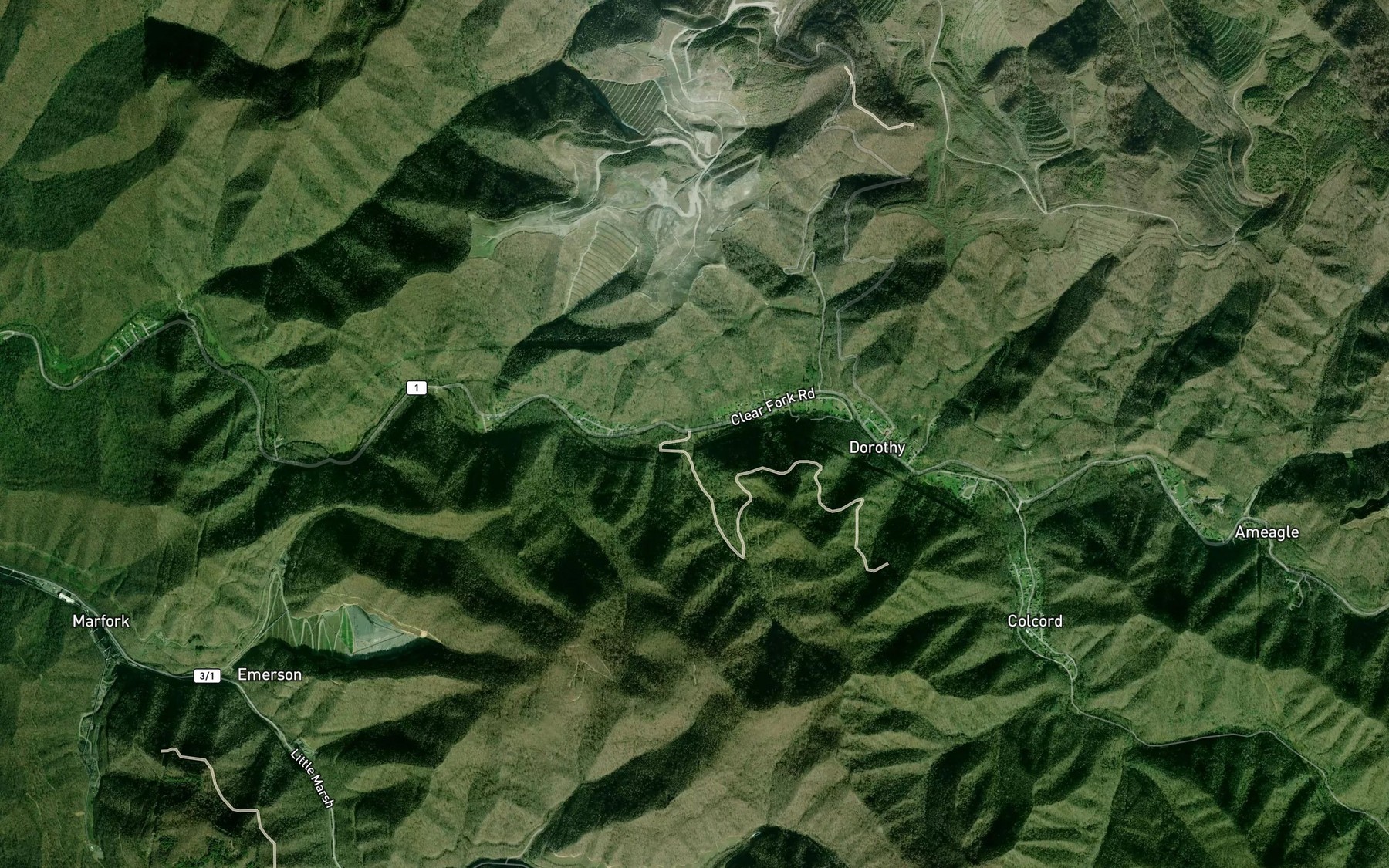 Satellite map of the Panther Branch