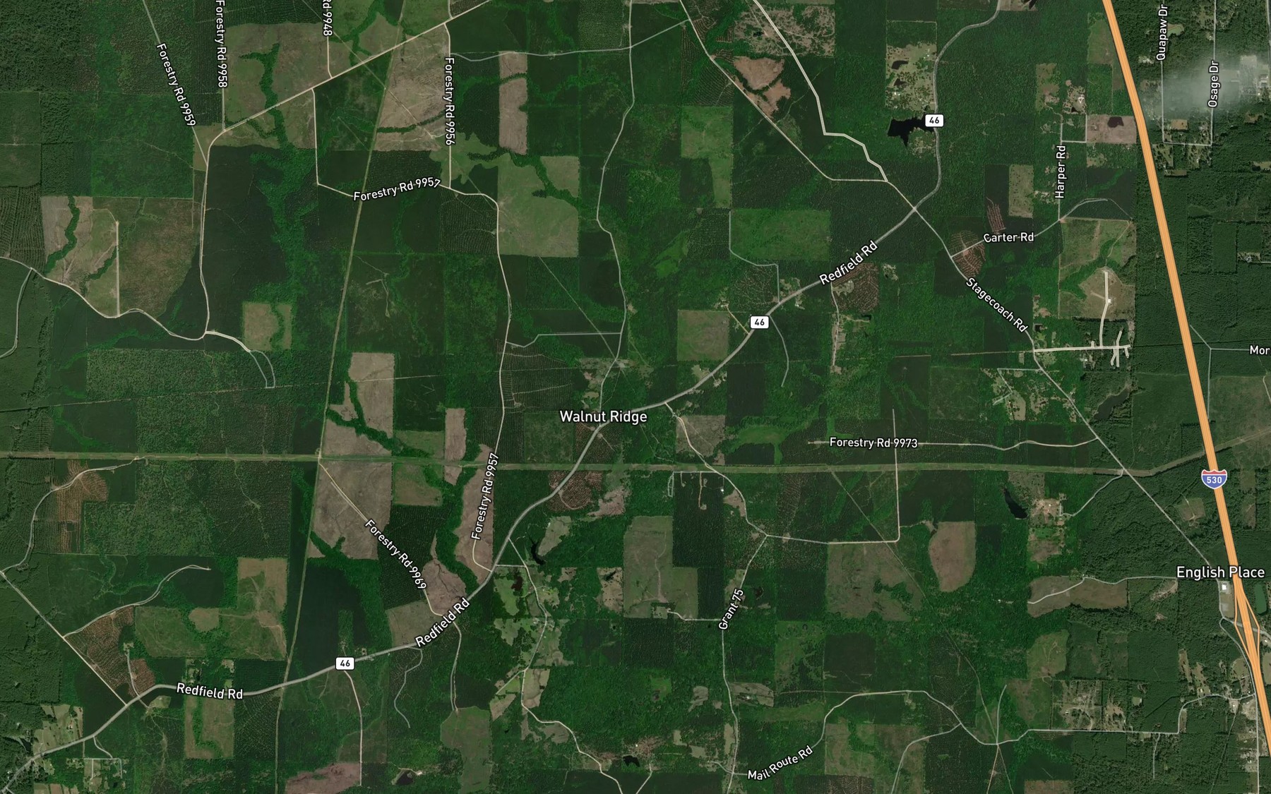 Satellite map of the Horn Branch