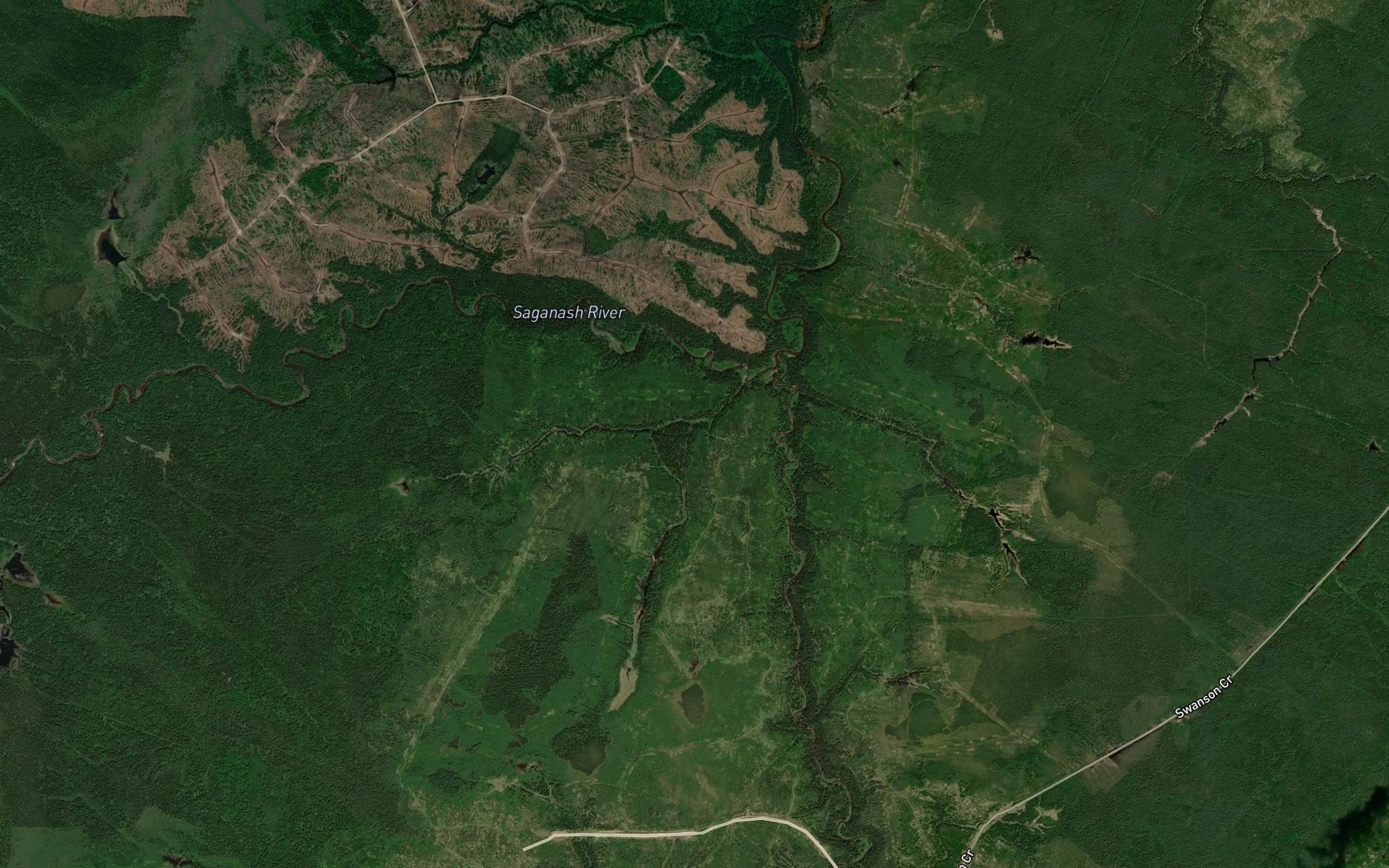 Satellite map of the Little Saganash River