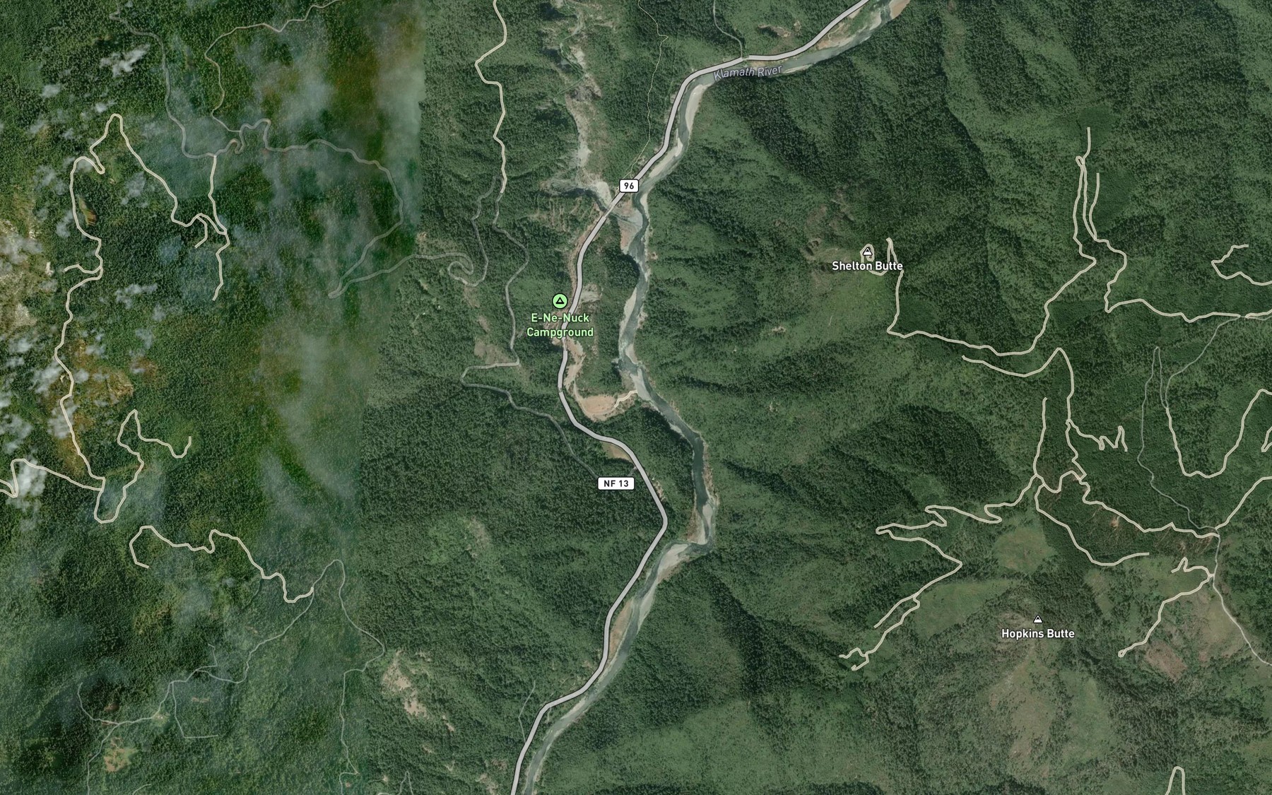 Satellite map of the Aikens Creek