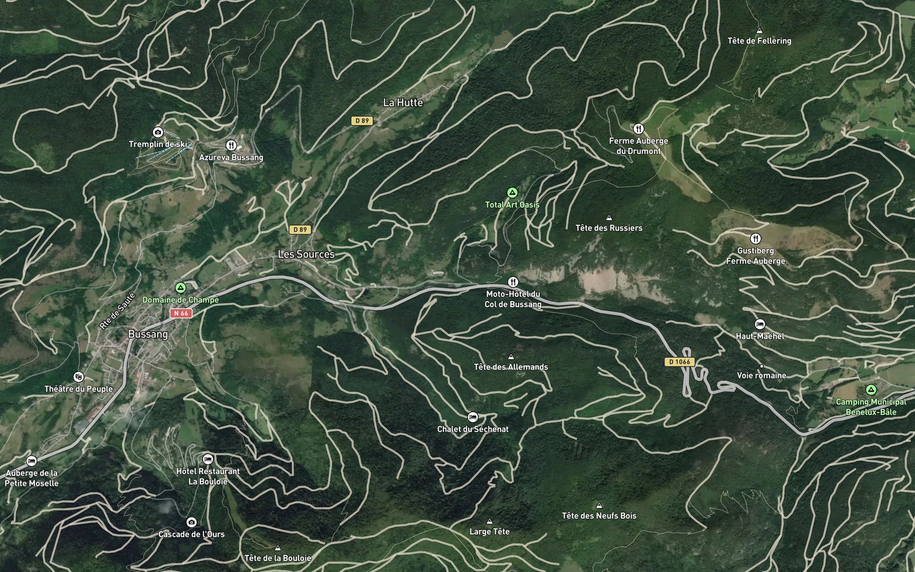 Satellite map of the Source de la Moselle