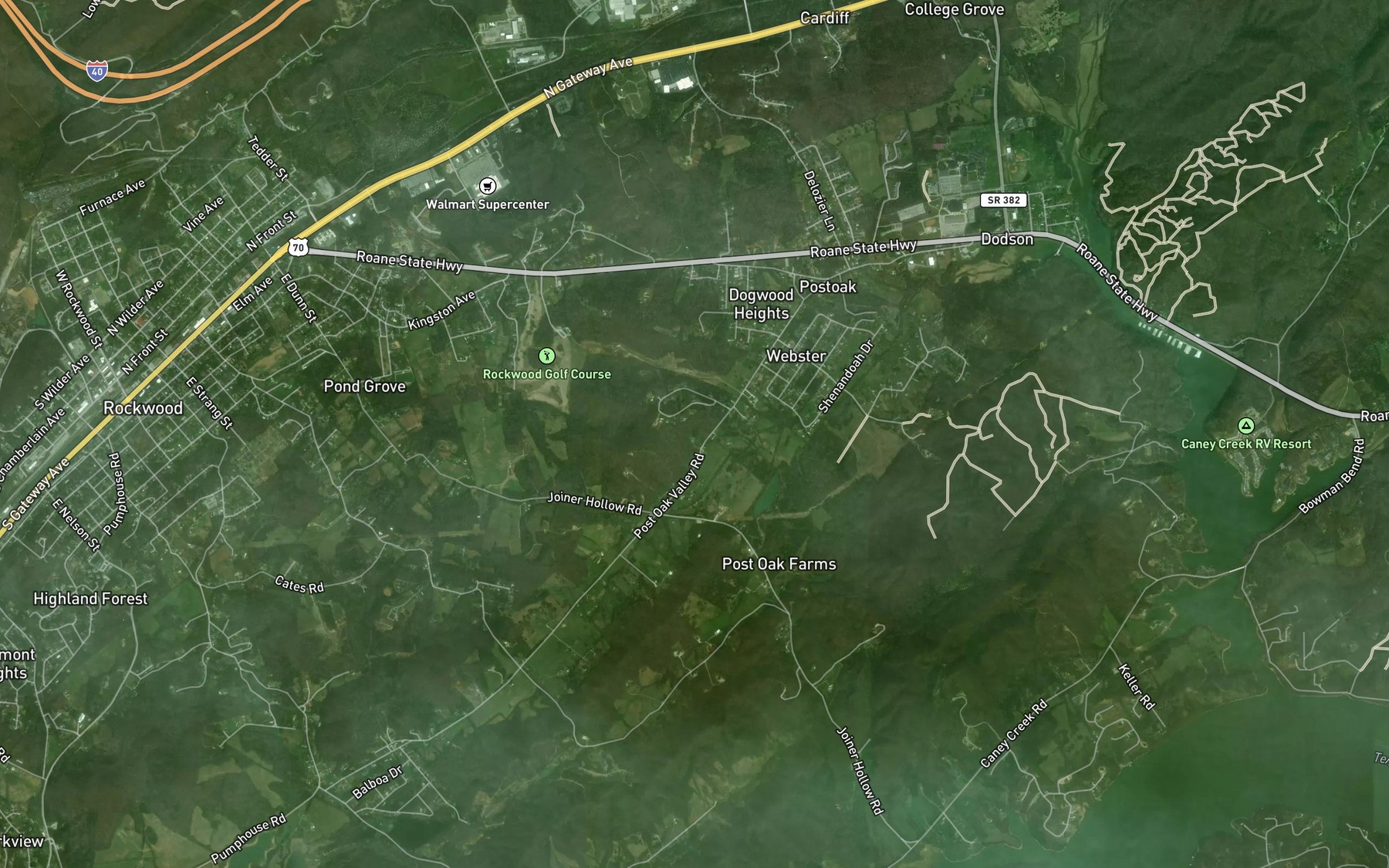 Satellite map of the Factory Spring