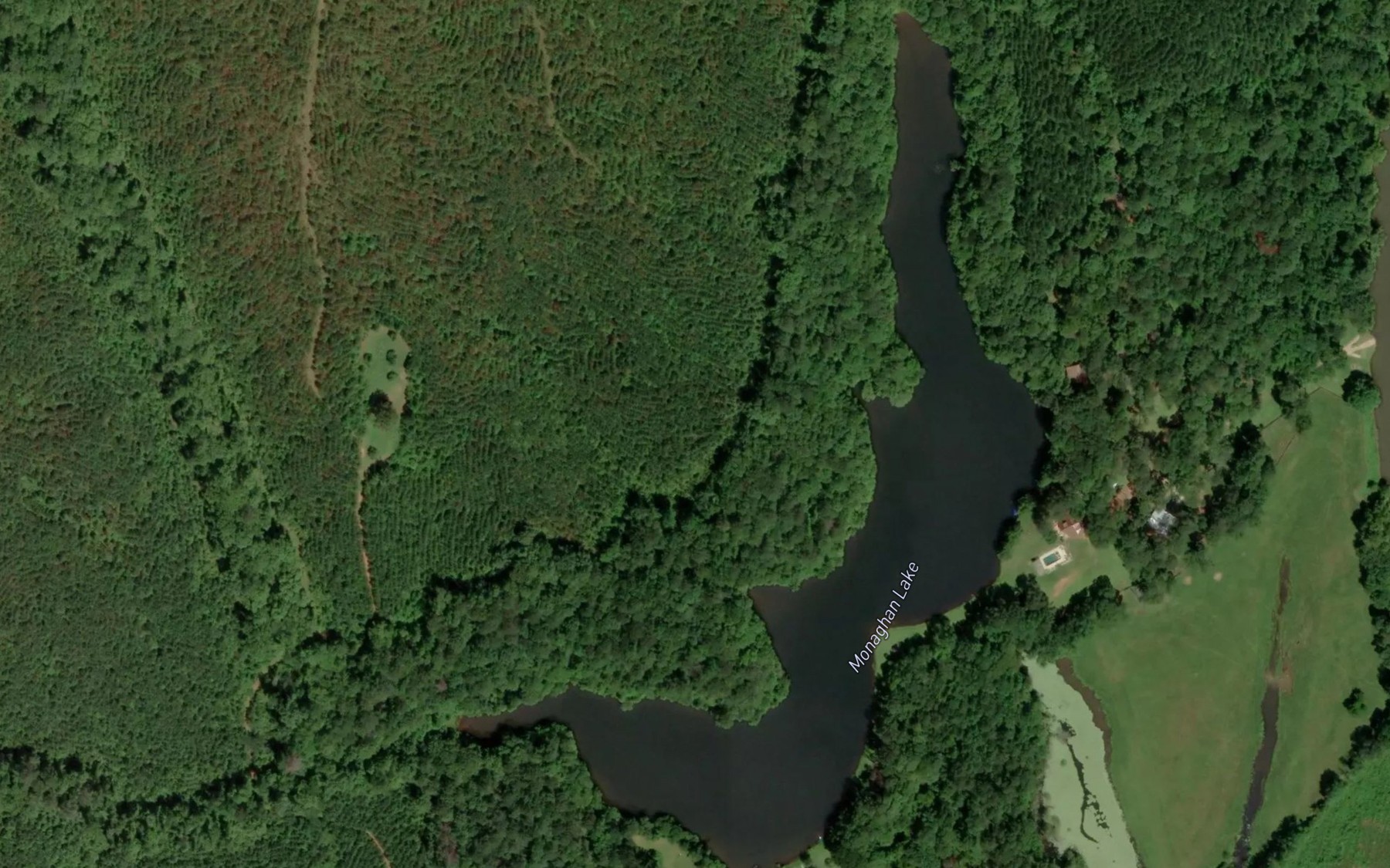 Satellite map of the Monaghan Lake