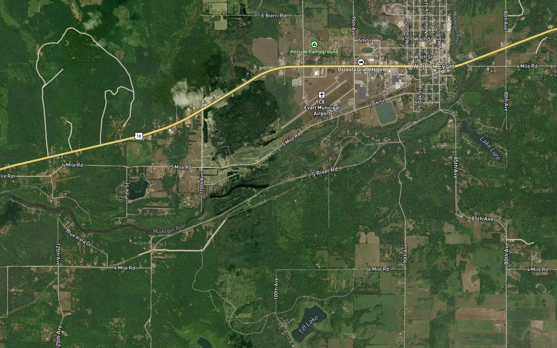 Satellite map of the Thompson Creek