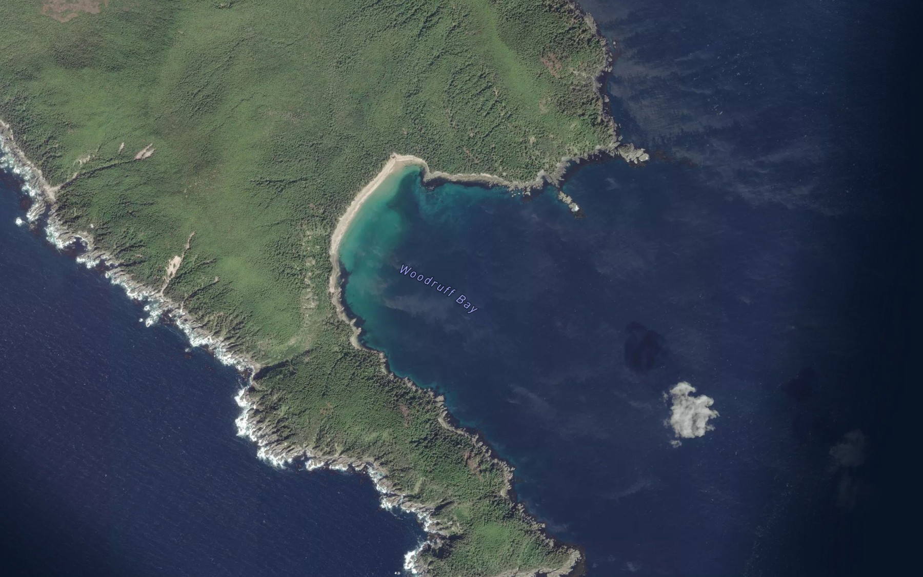 Satellite map of the Woodruff Bay