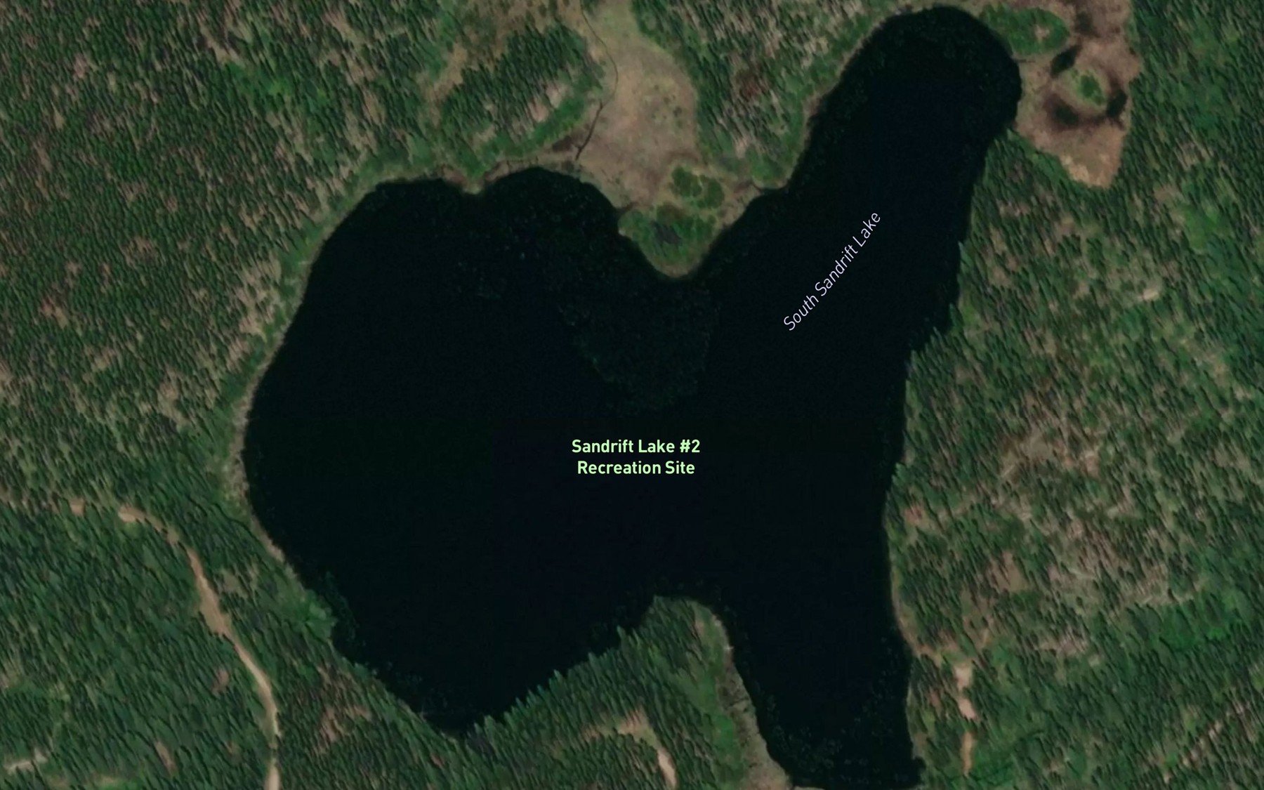 Satellite map of the South Sandrift Lake