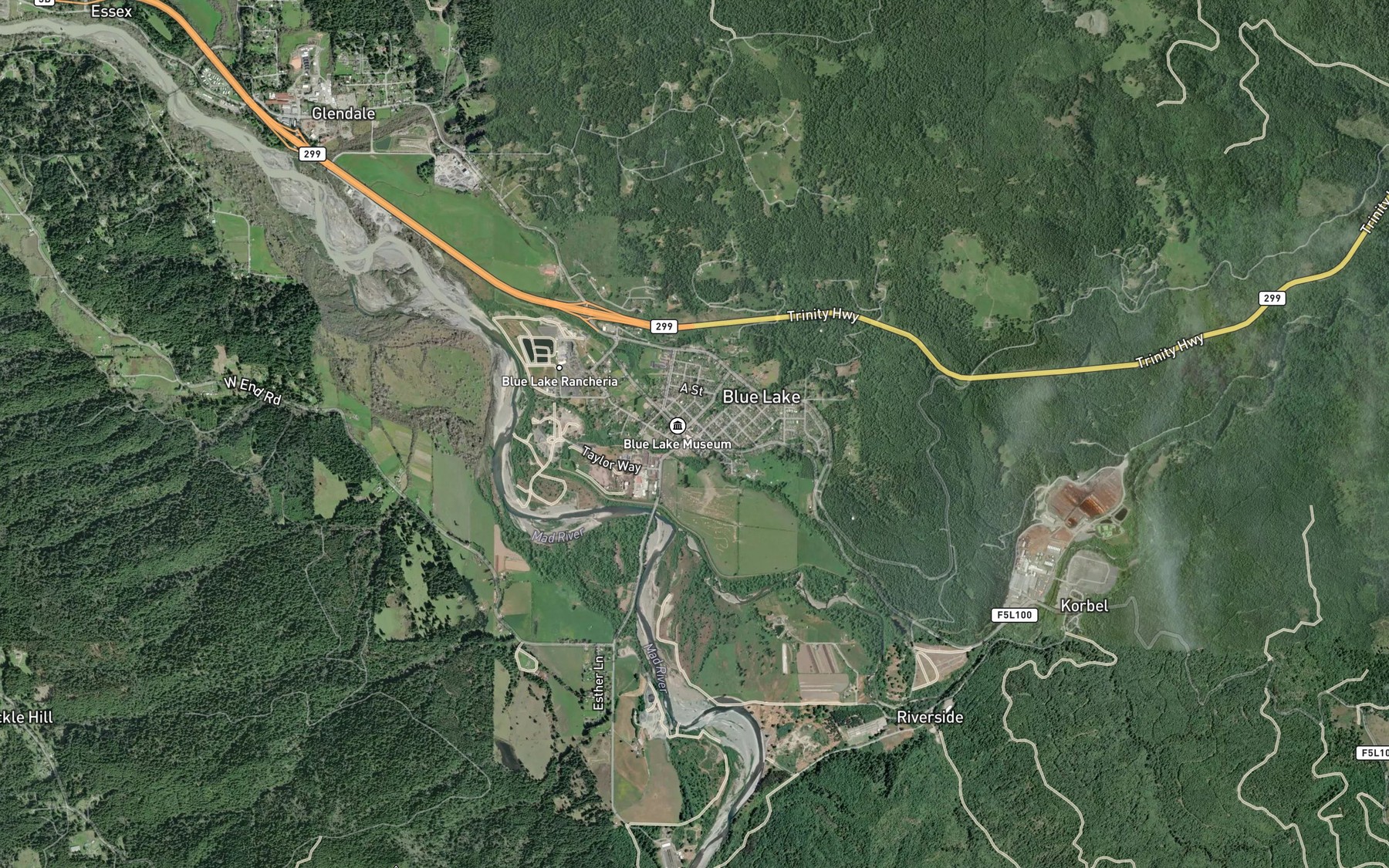 Satellite map of the Powers Creek