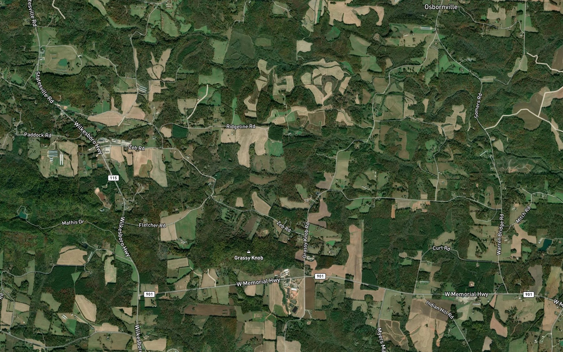 Satellite map of the Pasture Bottom Creek