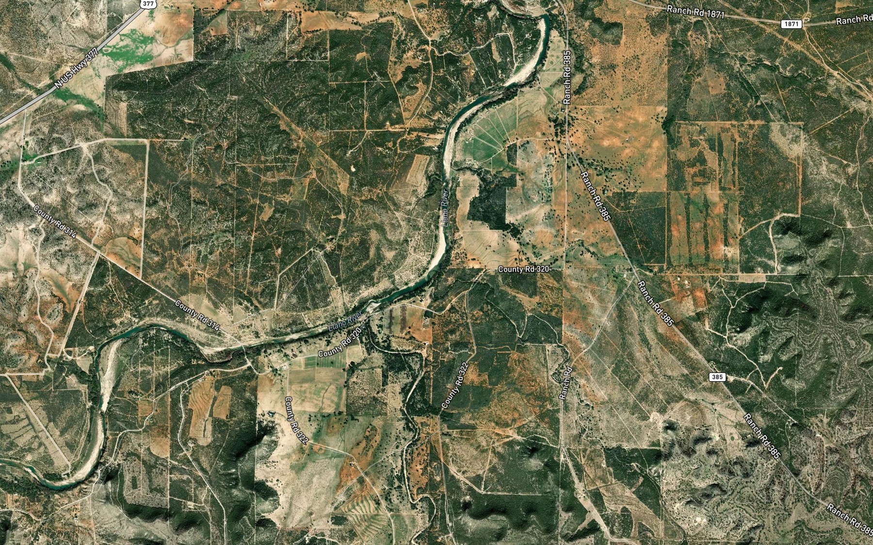 Satellite map of the Cedar Creek