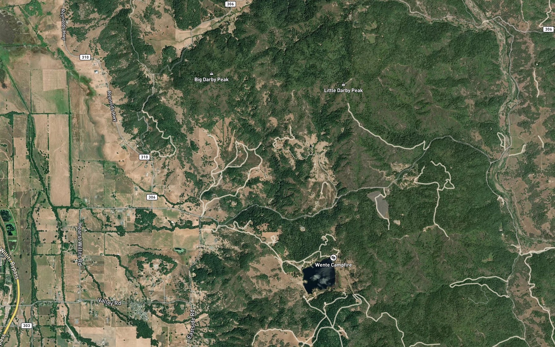 Satellite map of the Bee Branch Creek
