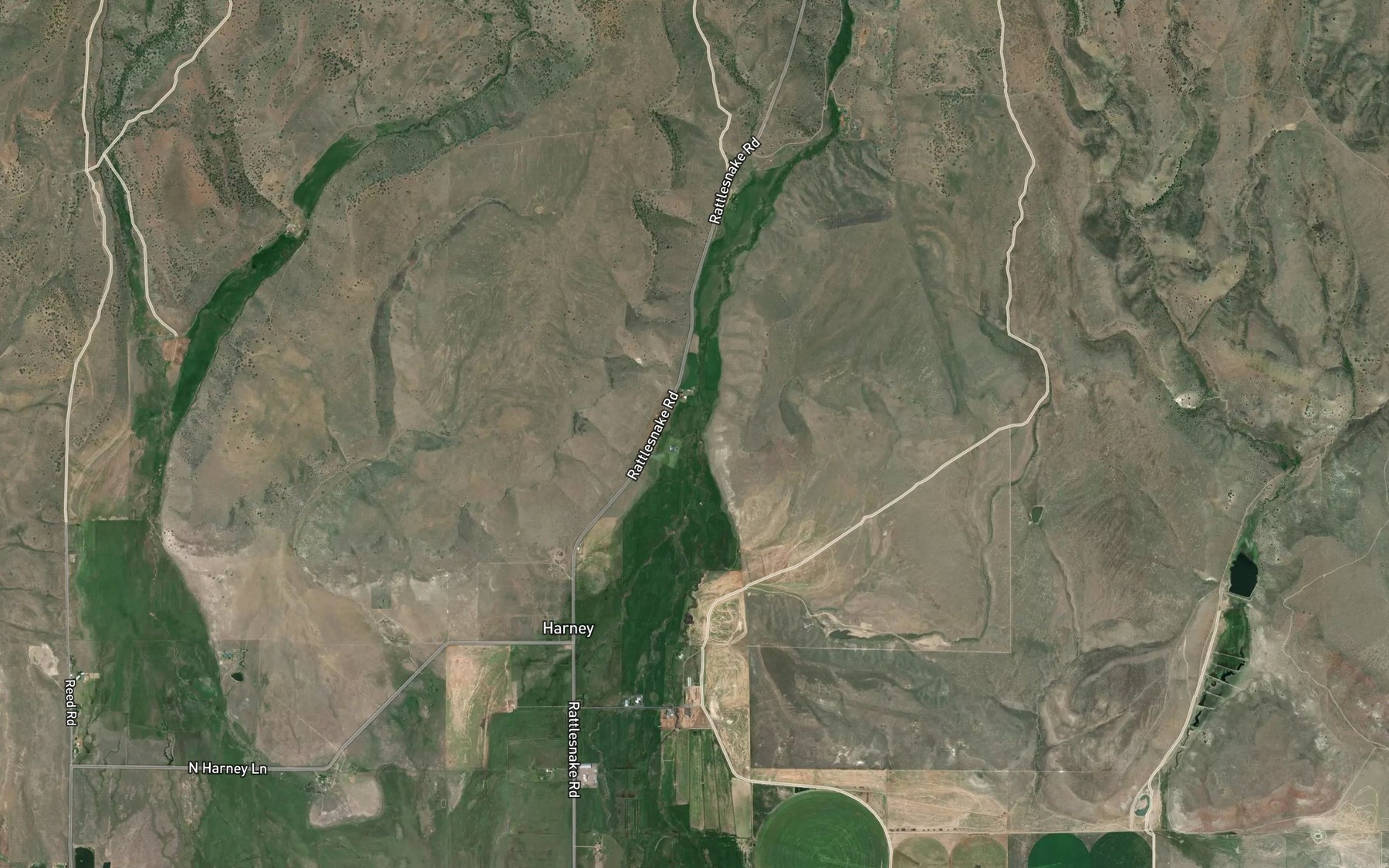 Satellite map of the Rattlesnake Creek