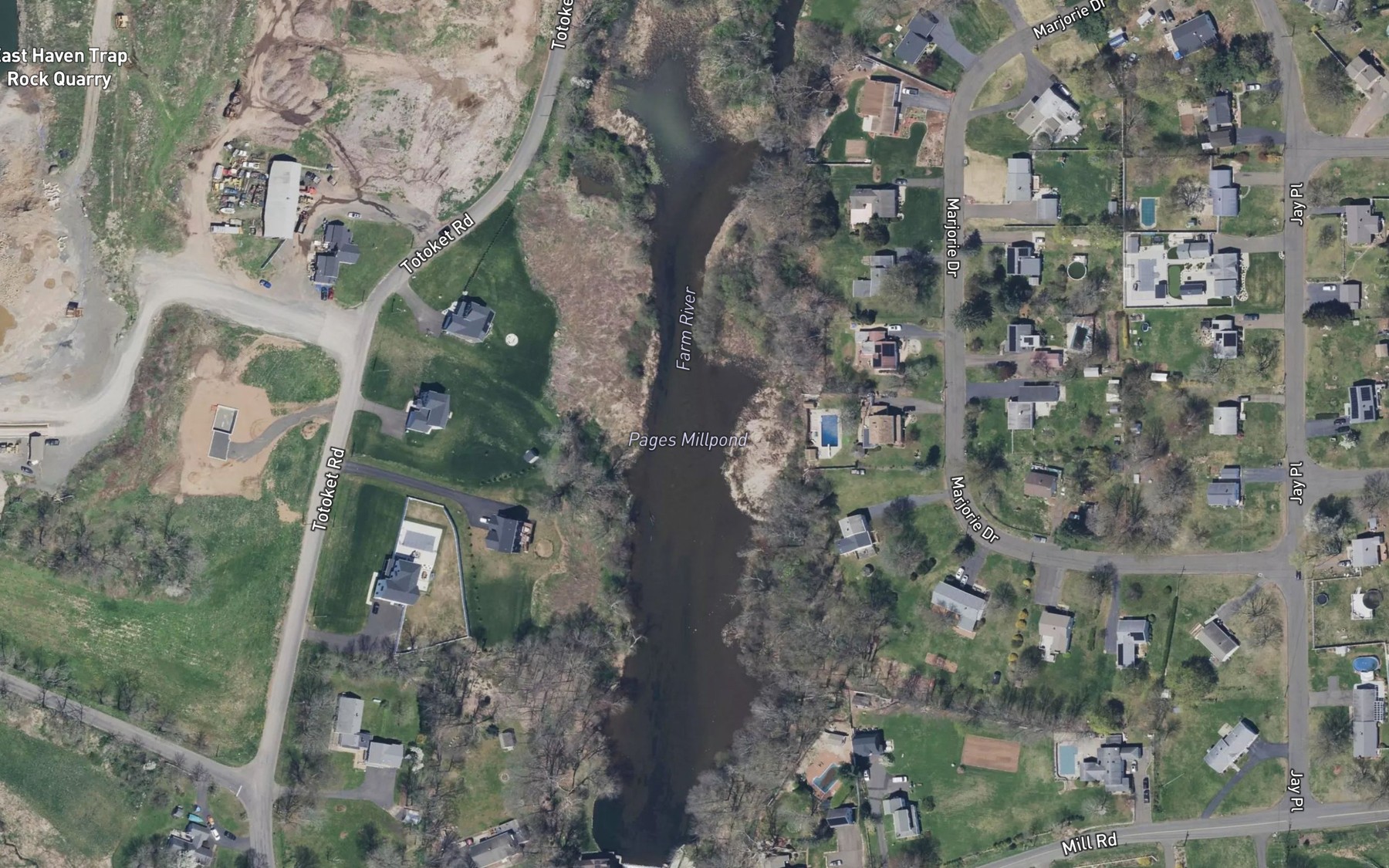 Satellite map of the Pages Millpond