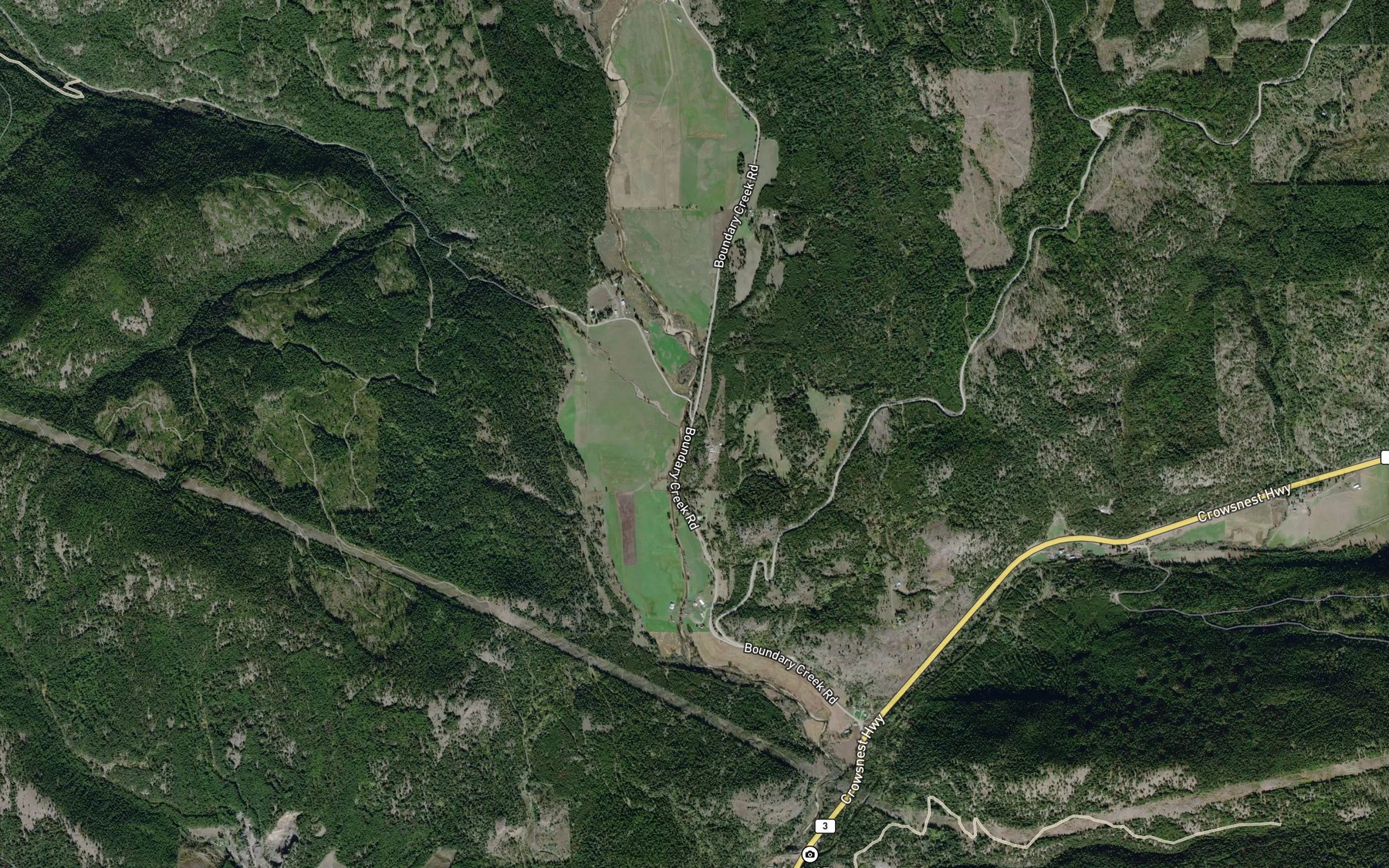 Satellite map of the Wallace Creek