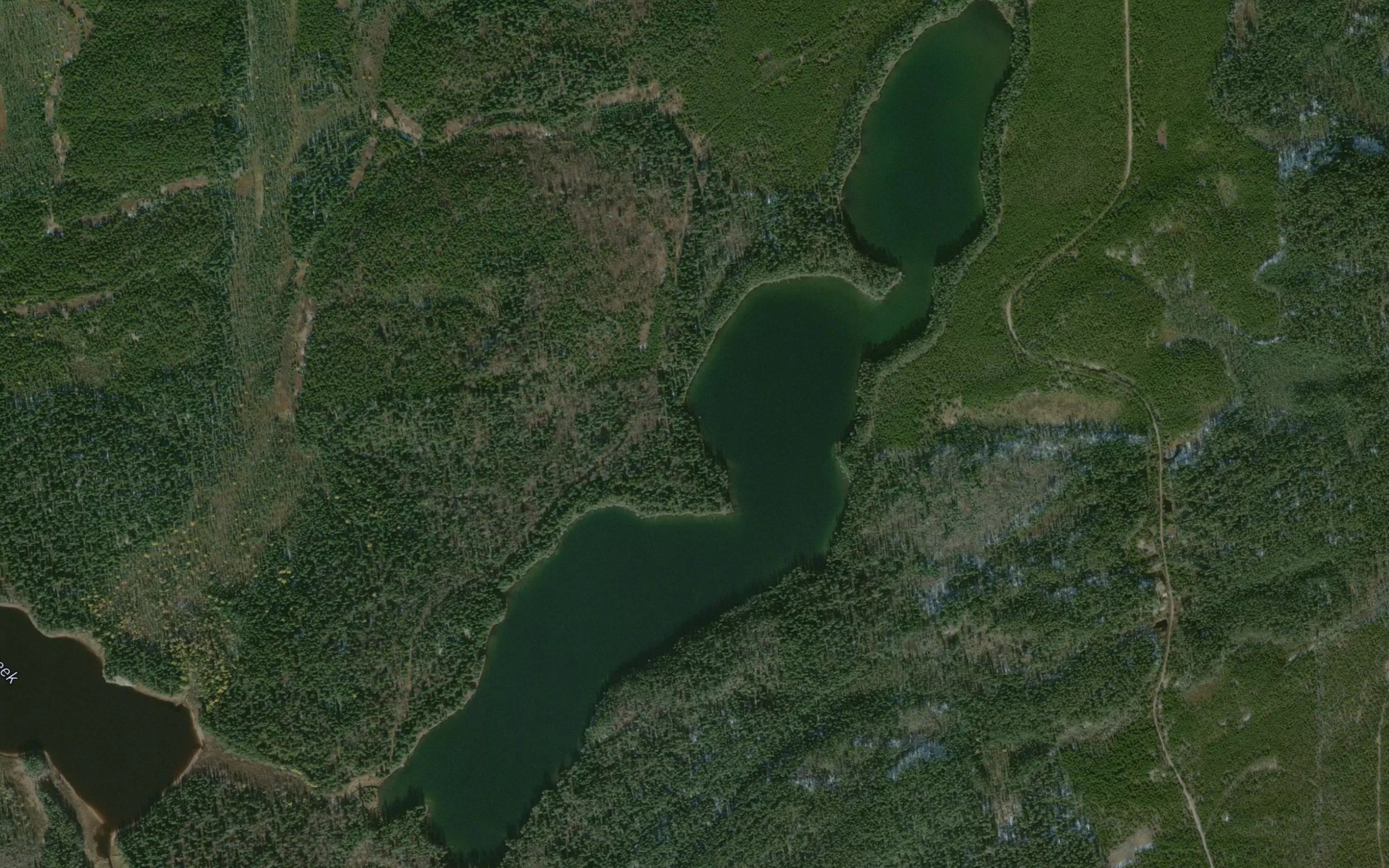 Satellite map of the Fawcett Lake Chain