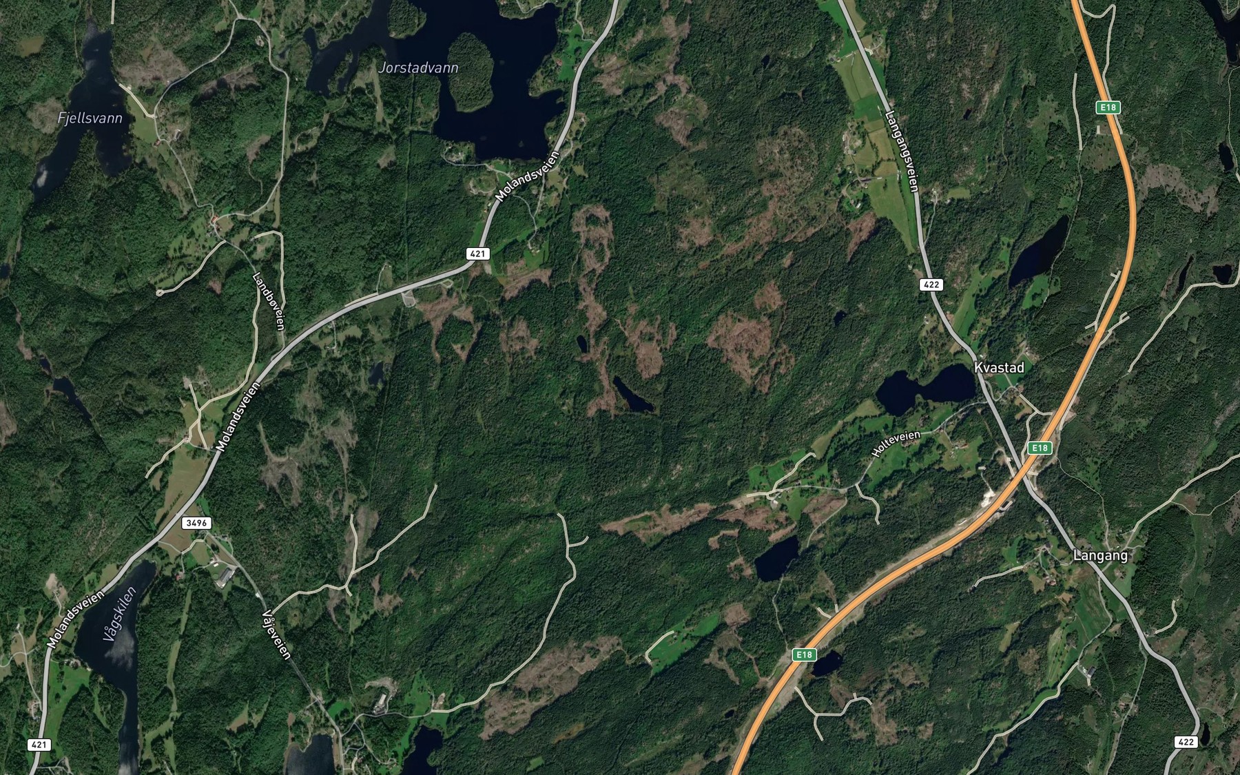 Satellite map of the Styggtjernane