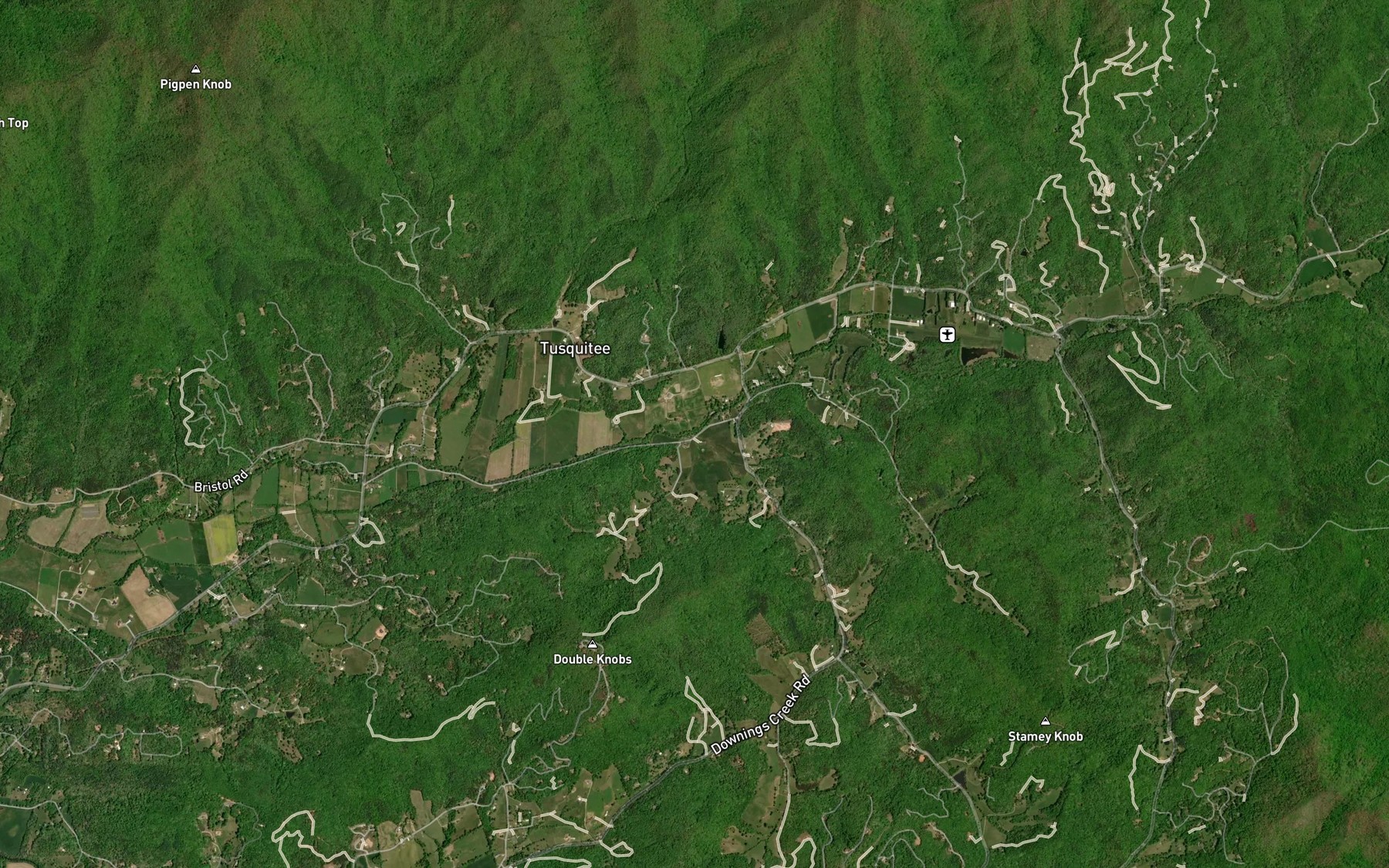 Satellite map of the Peckerwood Branch