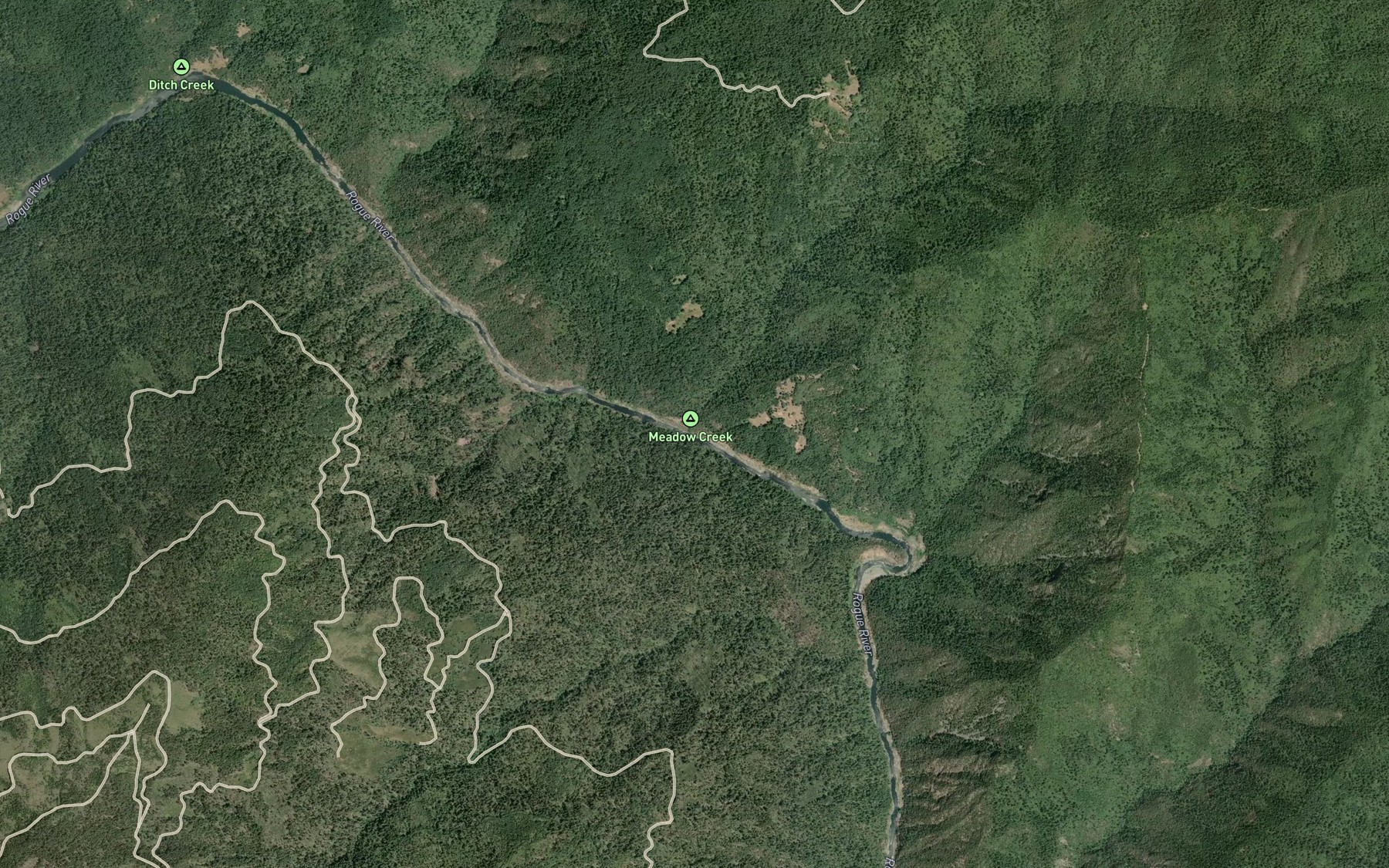 Satellite map of the Meadow Creek
