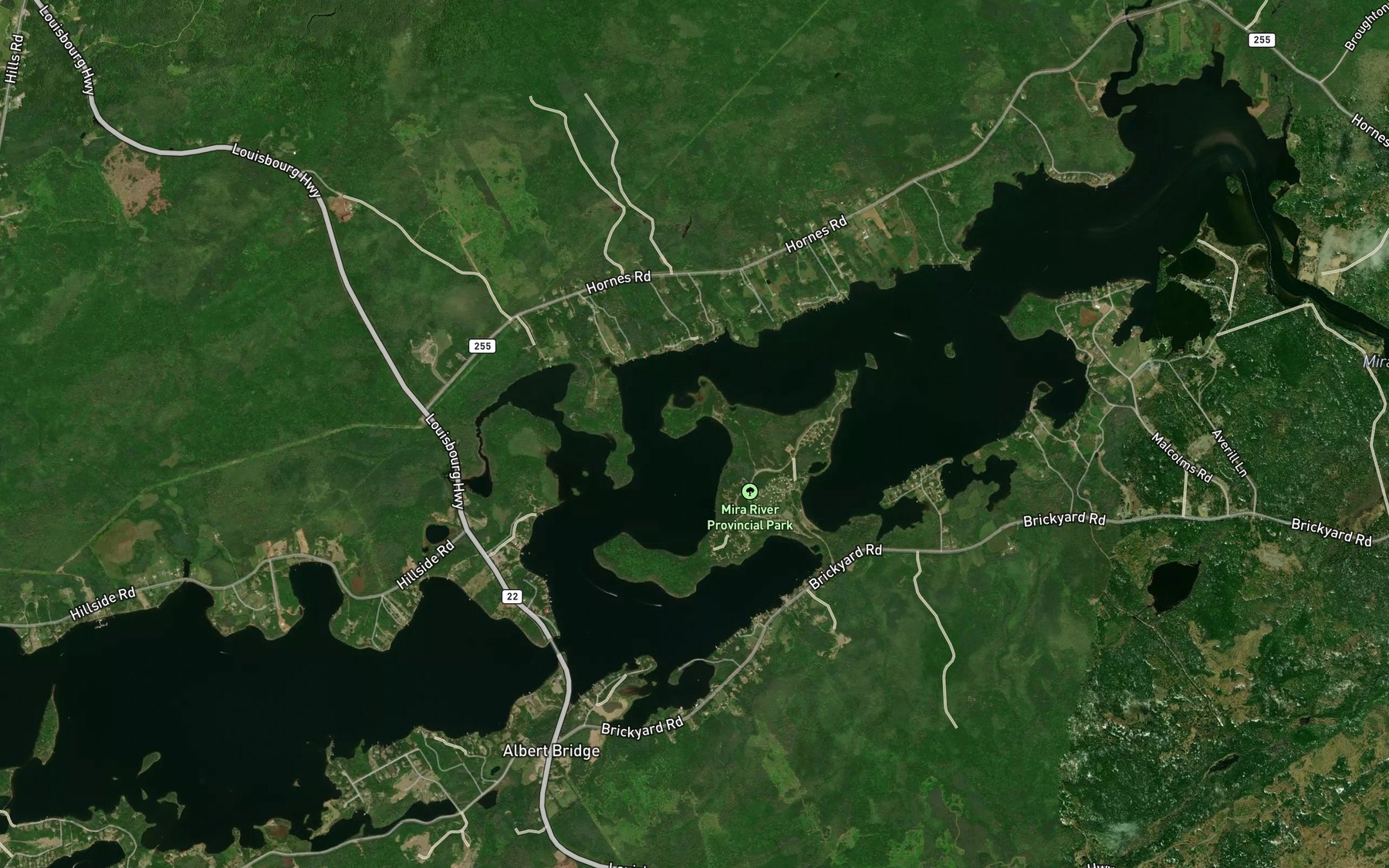 Satellite map of the Spencer Brook