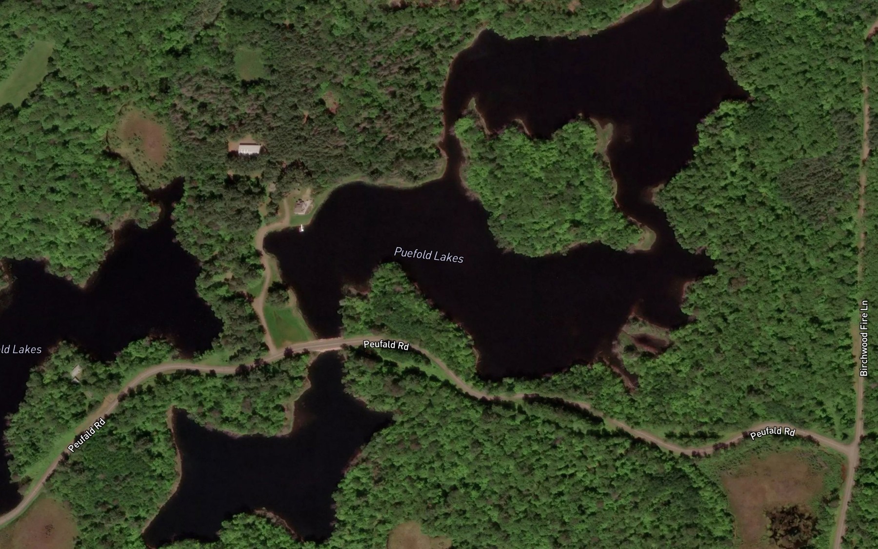 Satellite map of the Peufald Lakes