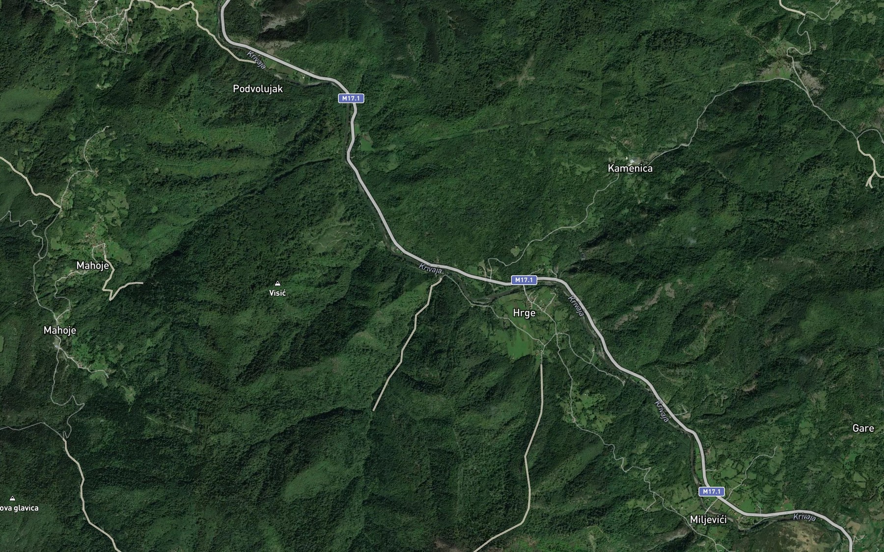 Satellite map of the Velika Rasjecenica