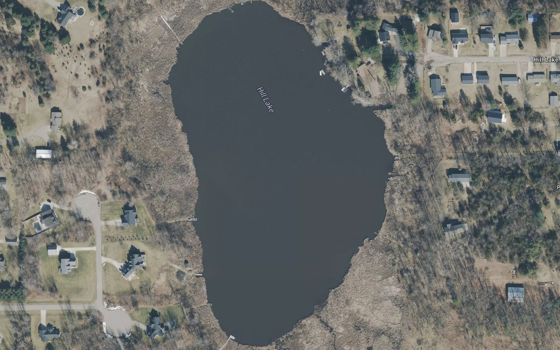 Satellite map of the Hill Lake