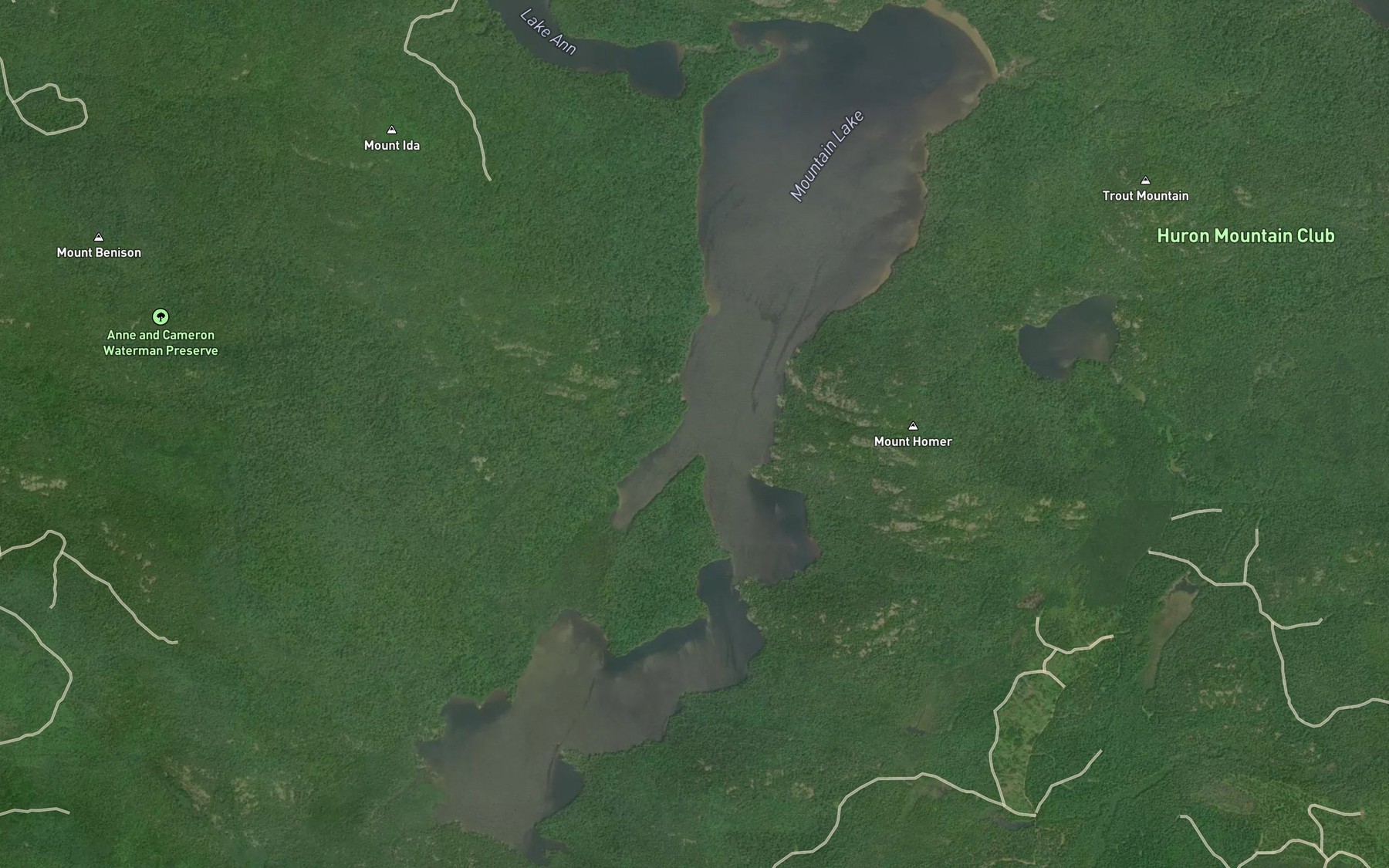 Satellite map of the Mountain Lake