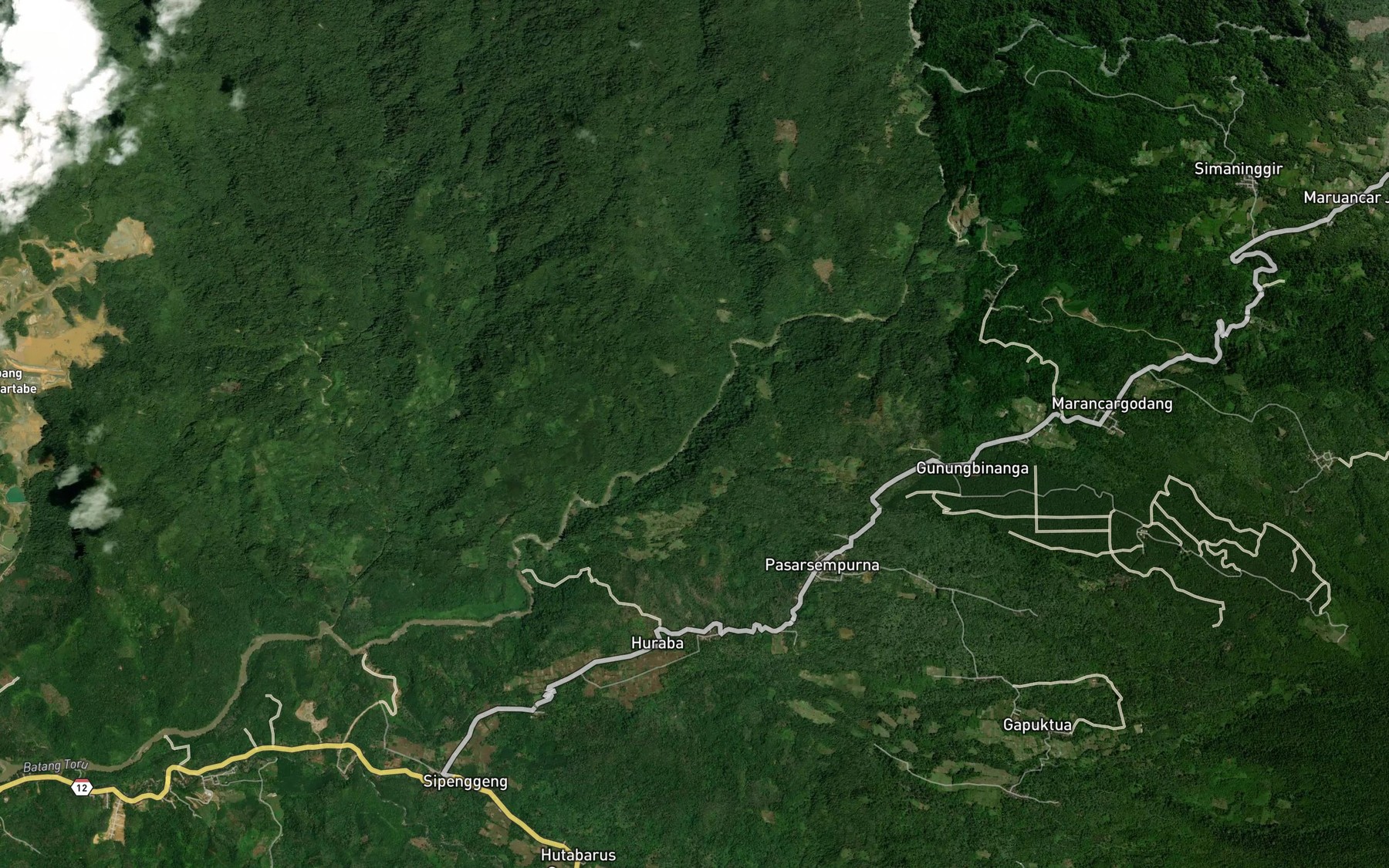 Satellite map of the Aek Toras