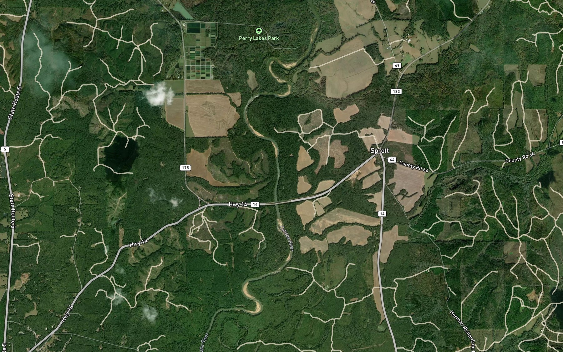 Satellite map of the Mill Creek