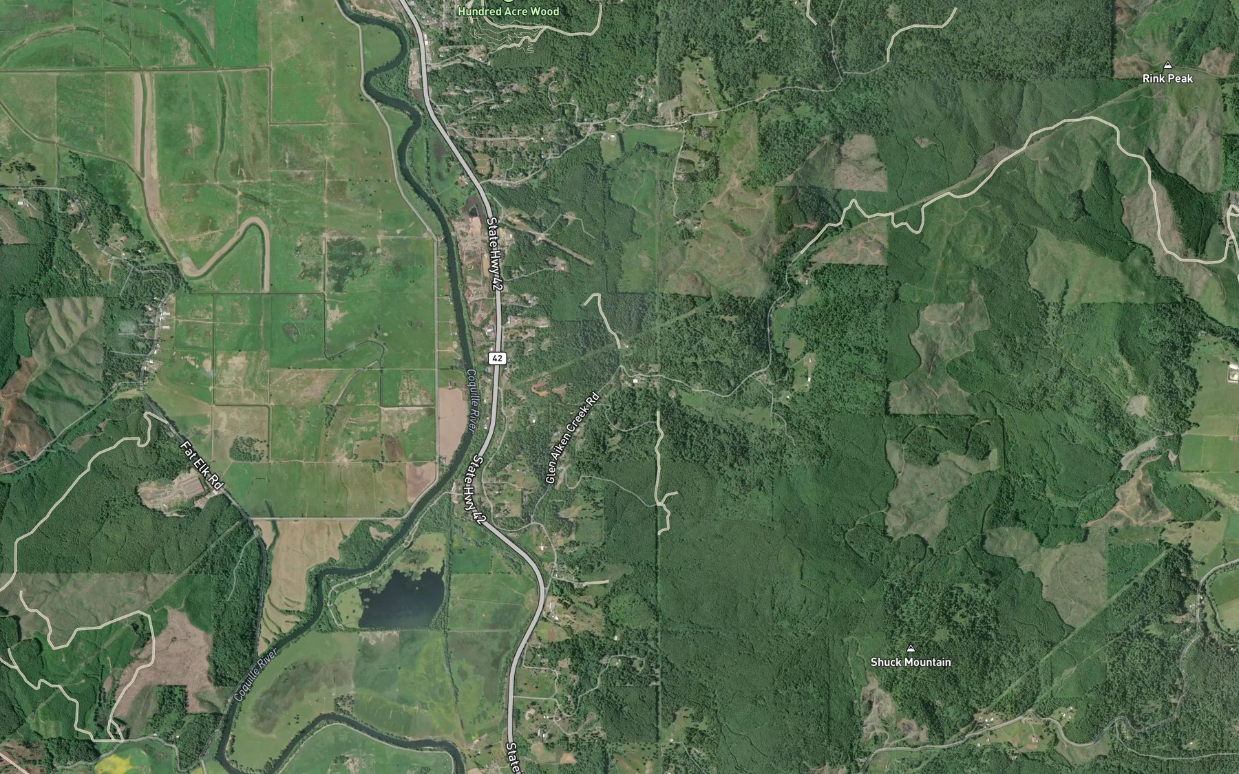 Satellite map of the North Fork Glen Aiken Creek