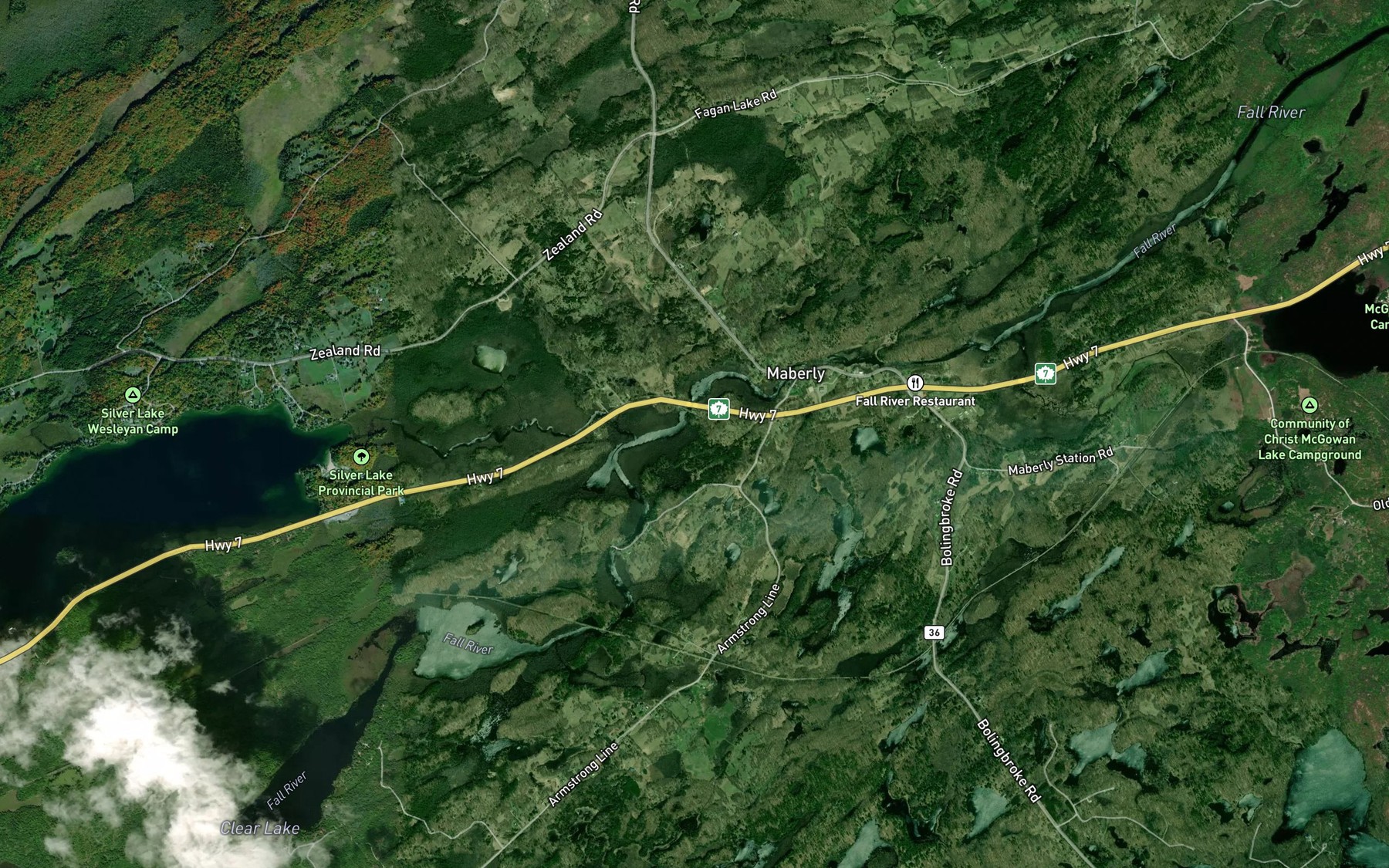 Satellite map of the Silver Lake Creek