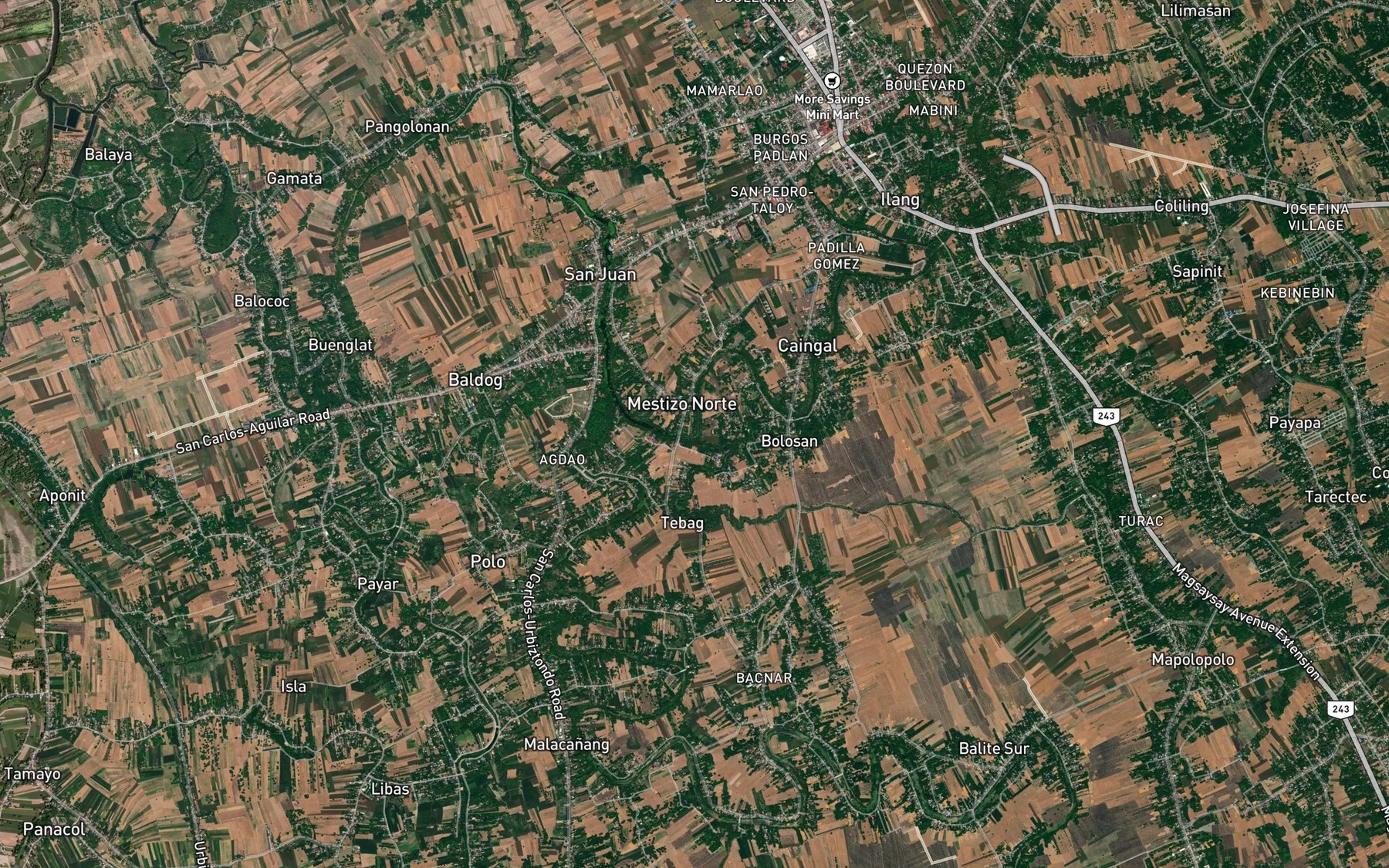 Satellite map of the Elang River