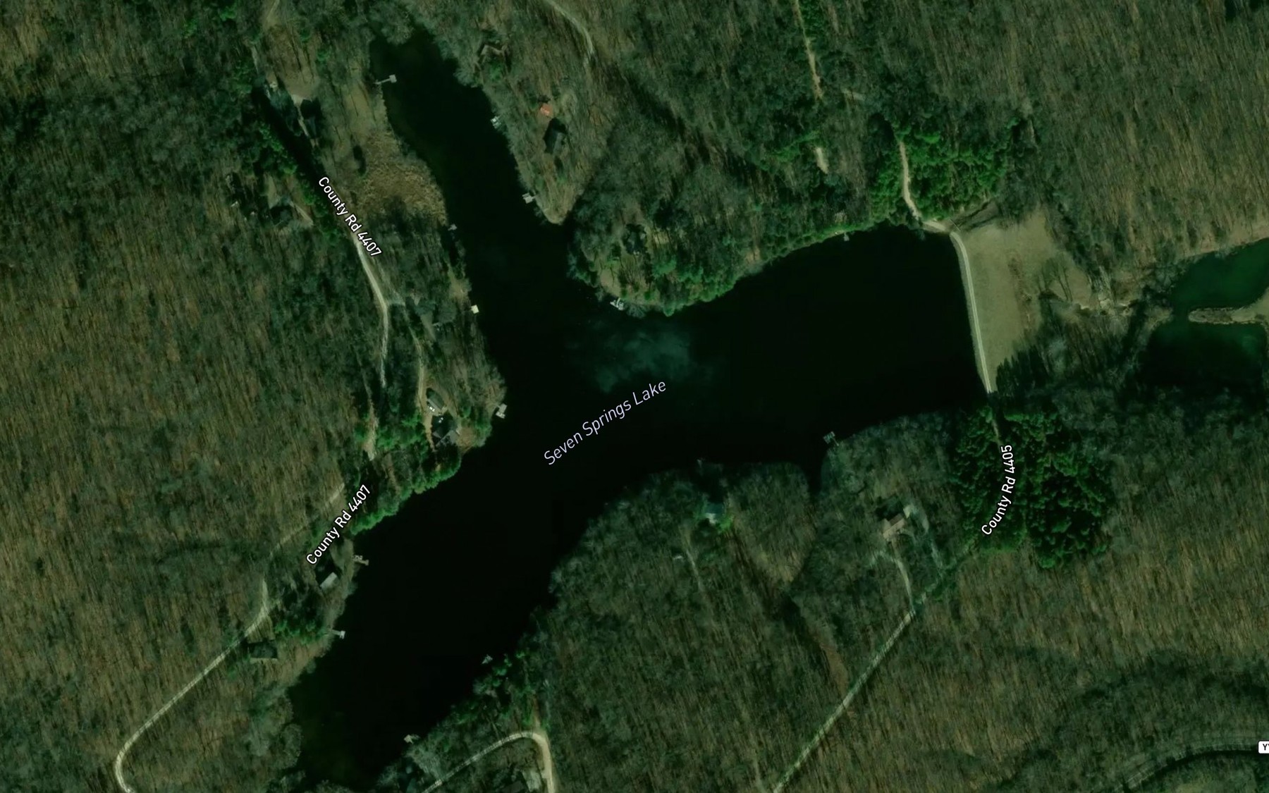 Satellite map of the Seven Springs Lake