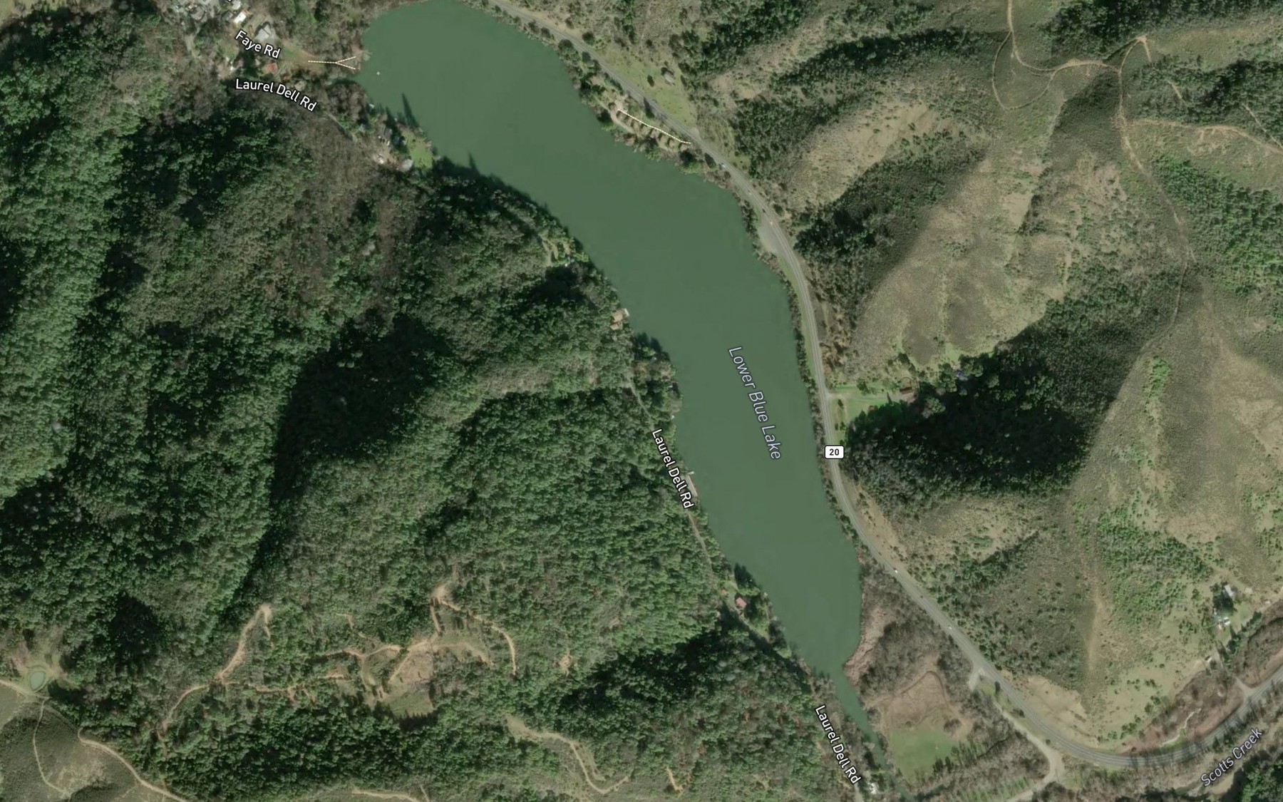 Satellite map of the Lower Blue Lake