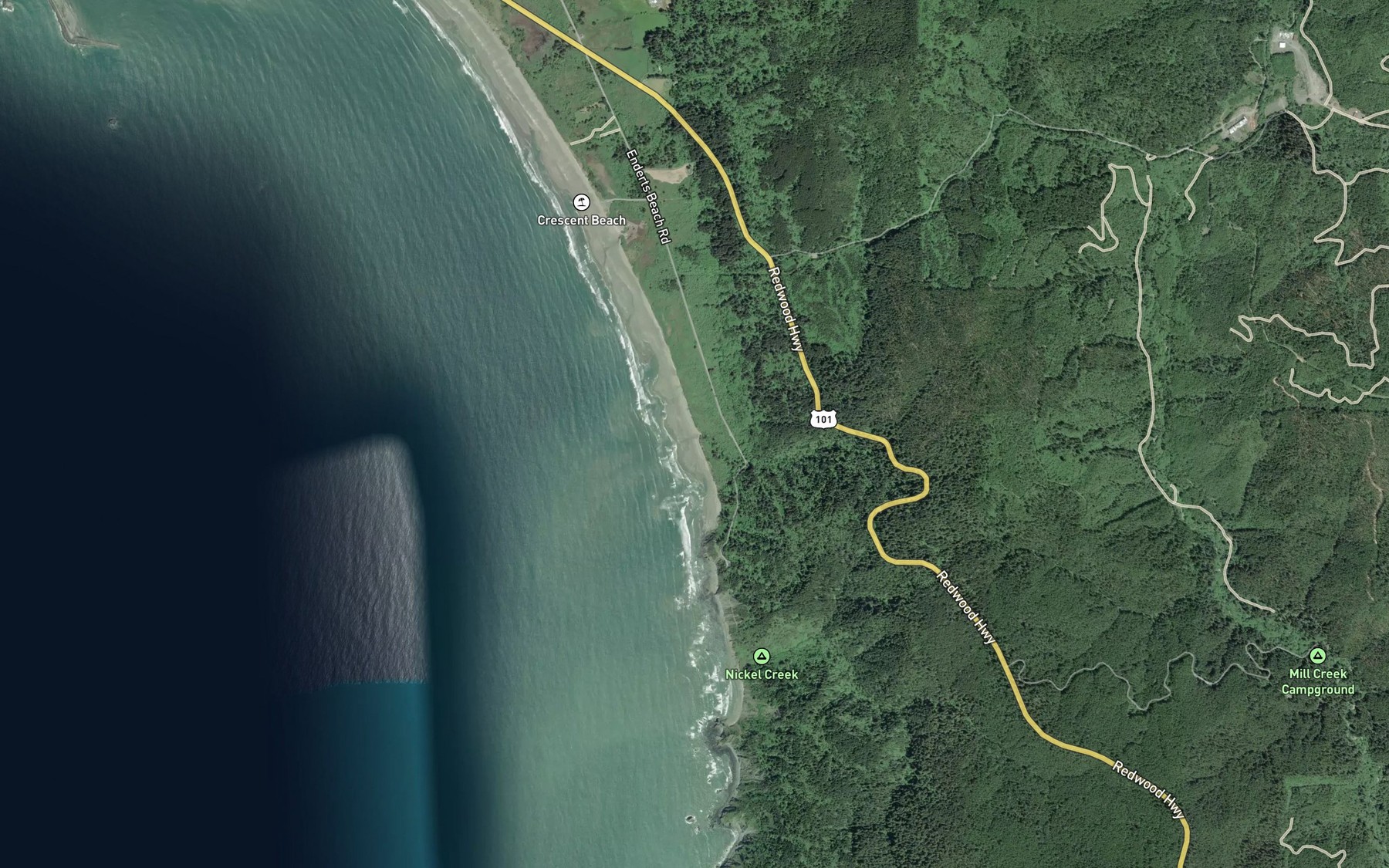 Satellite map of the Cushing Creek