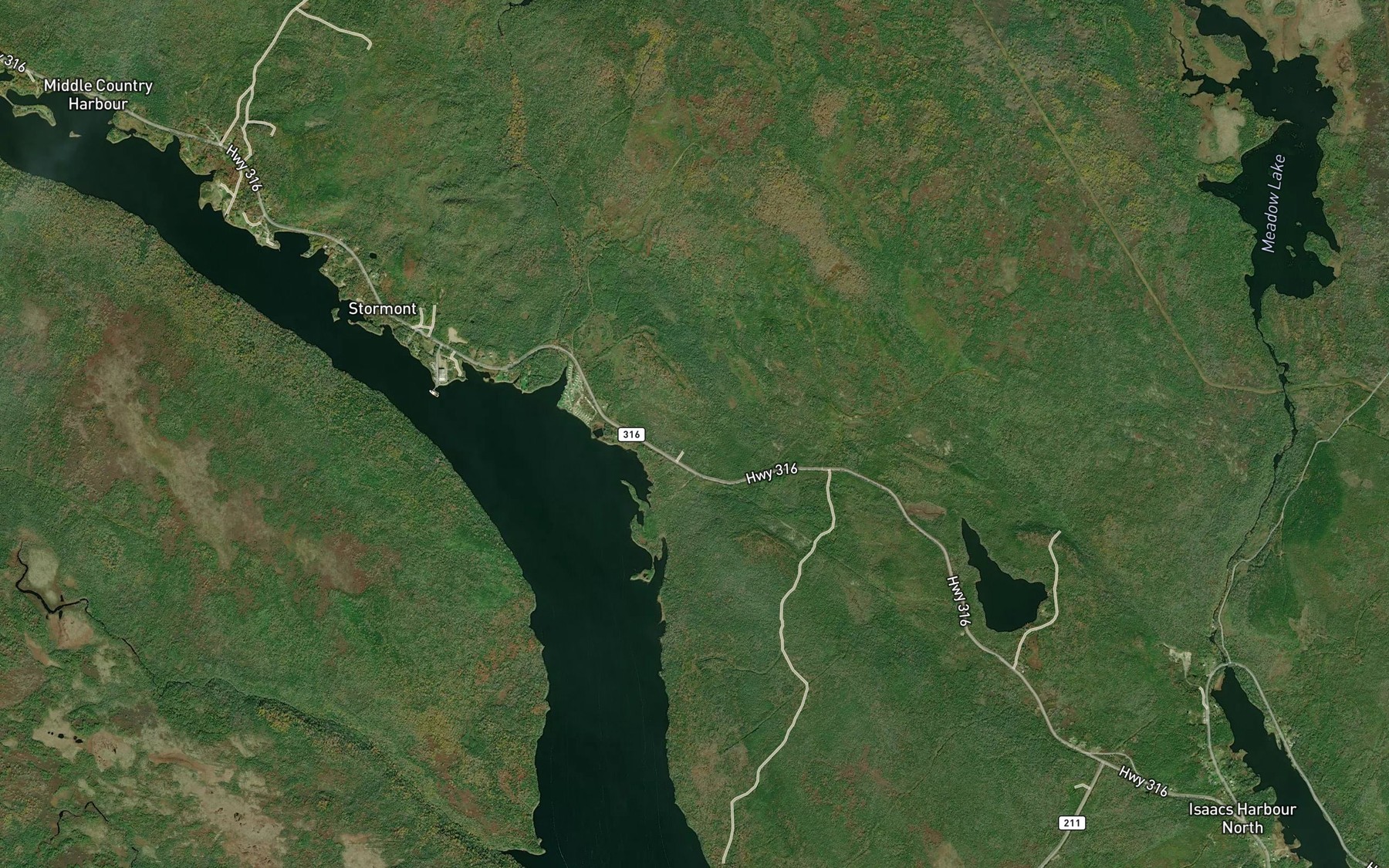 Satellite map of the Stewart Cove