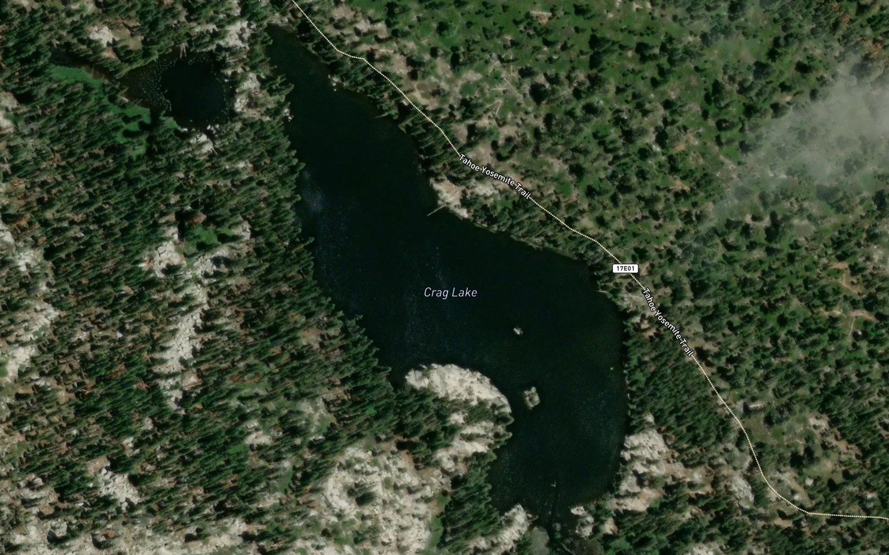 Satellite map of the Crag Lake