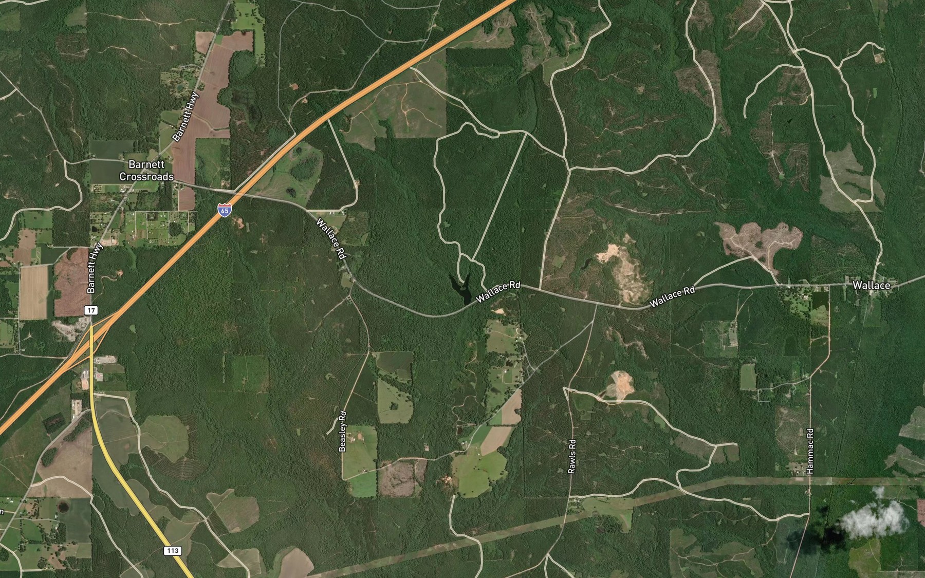 Satellite map of the Kellys Lake
