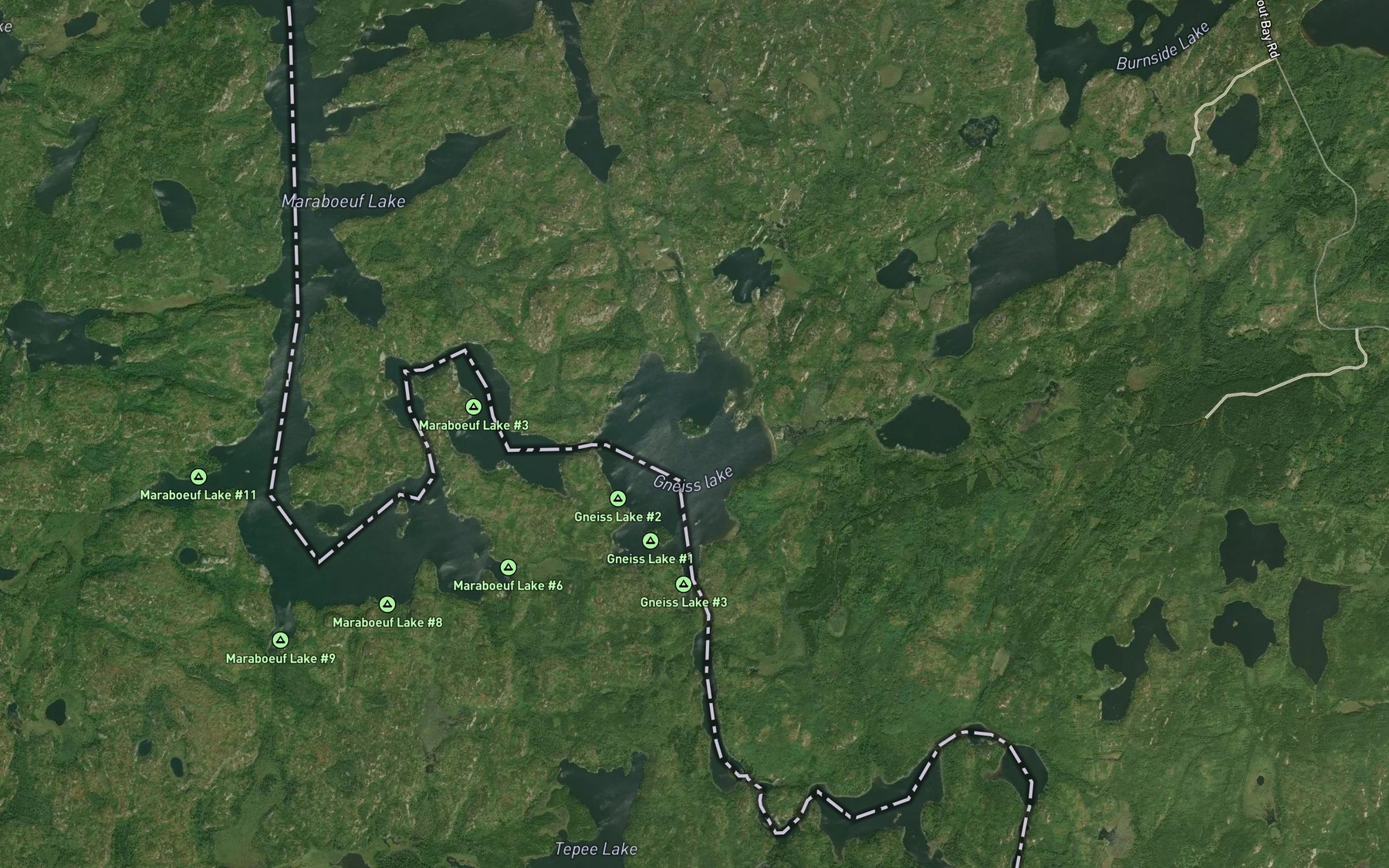 Satellite map of the Gneiss Lake