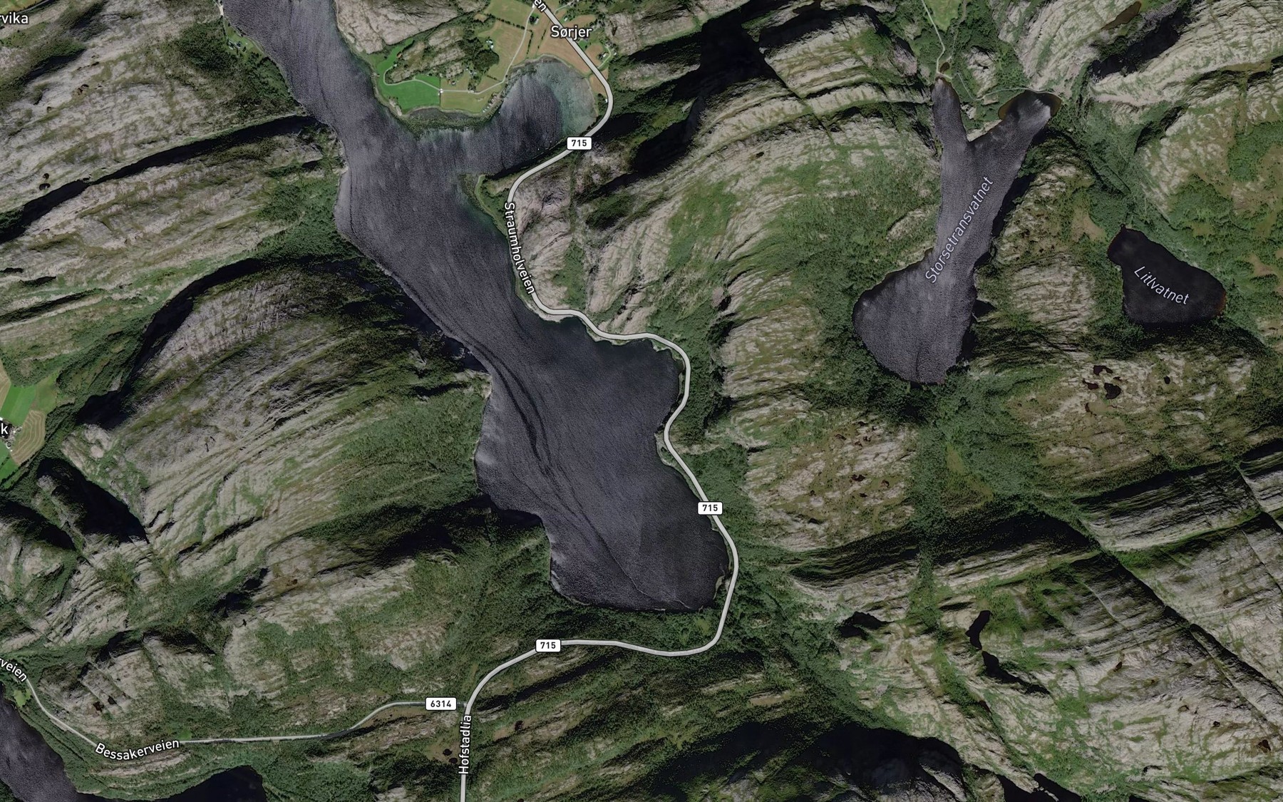 Satellite map of the Gjevika
