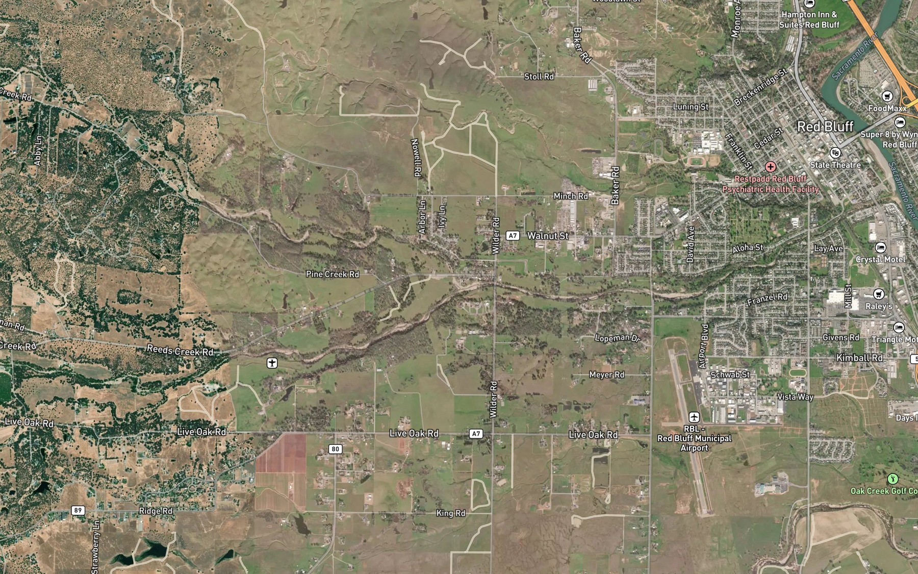 Satellite map of the Pine Creek