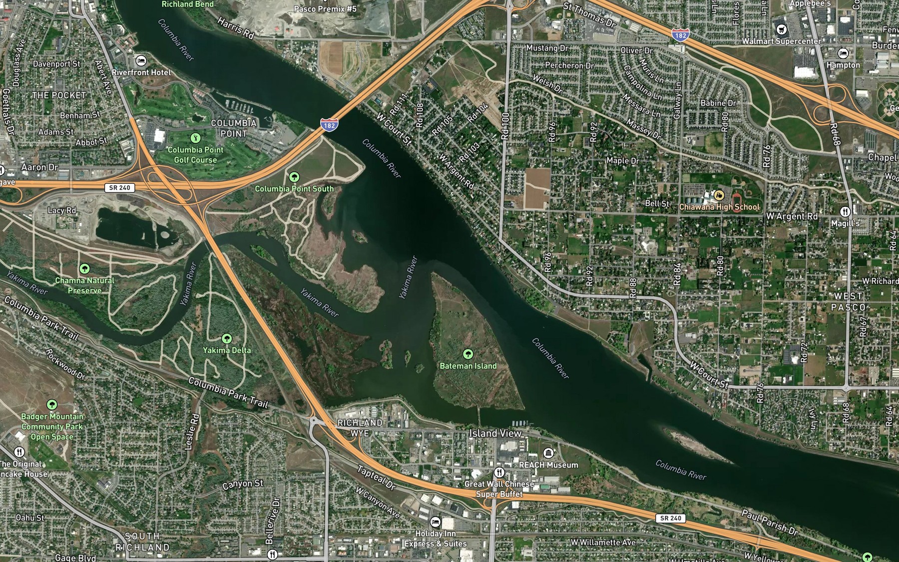 Satellite map of the Bateman Island