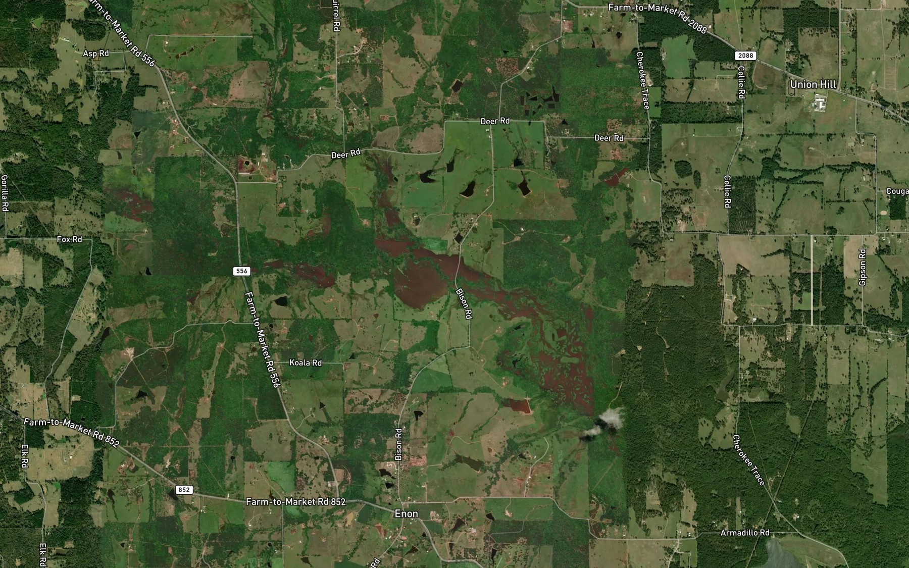 Satellite map of the Enon Branch