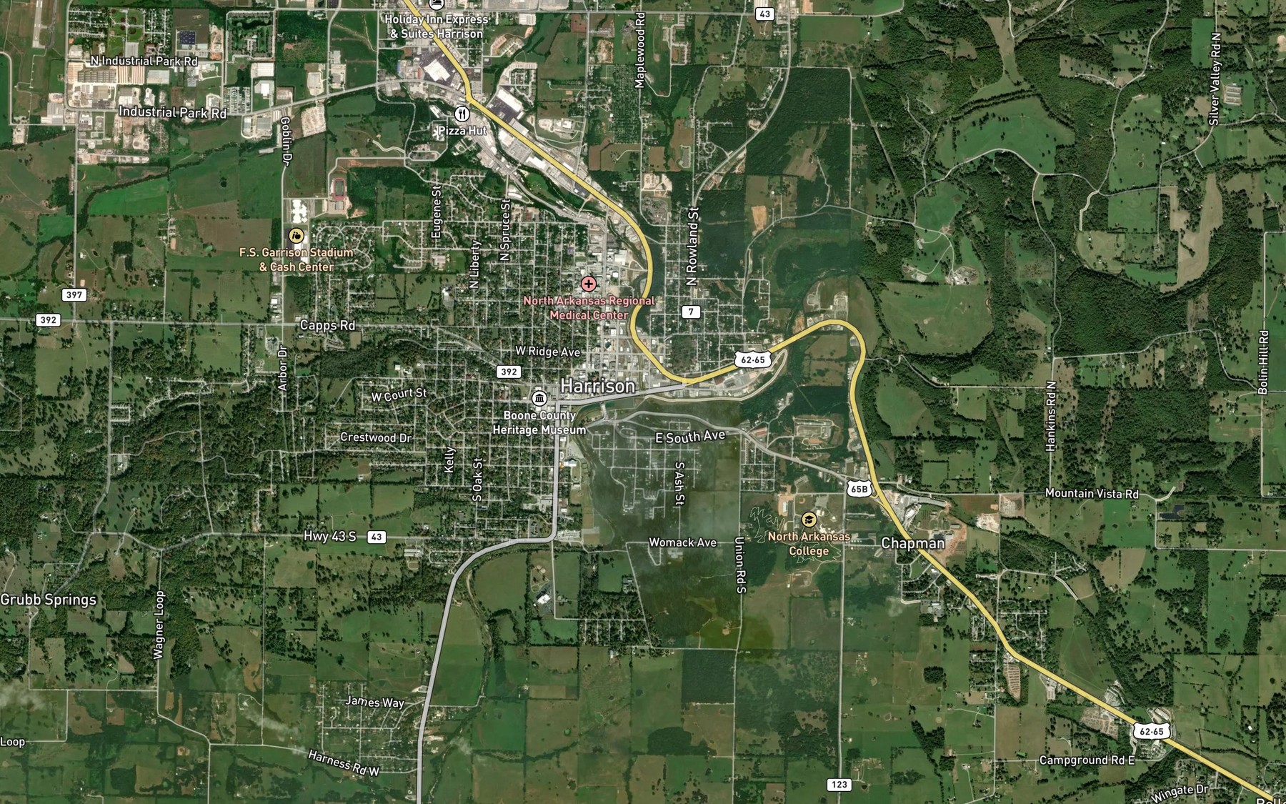 Satellite map of the Dry Jordan Creek