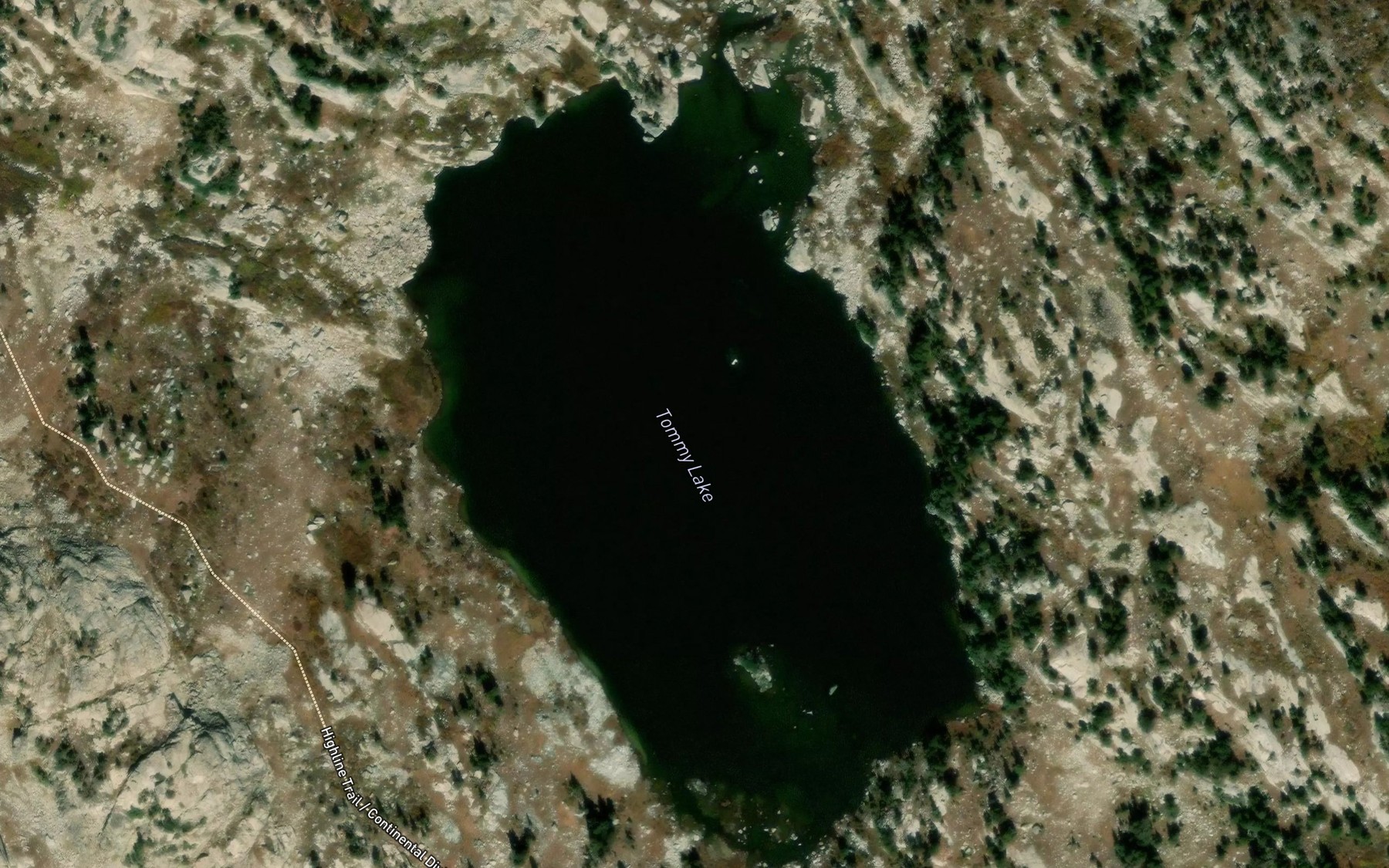 Satellite map of the Tommy Lake