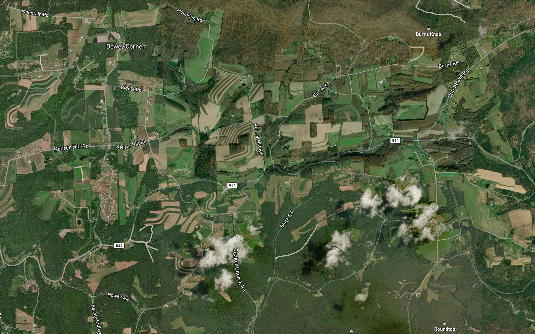 Satellite map of the Rush Run